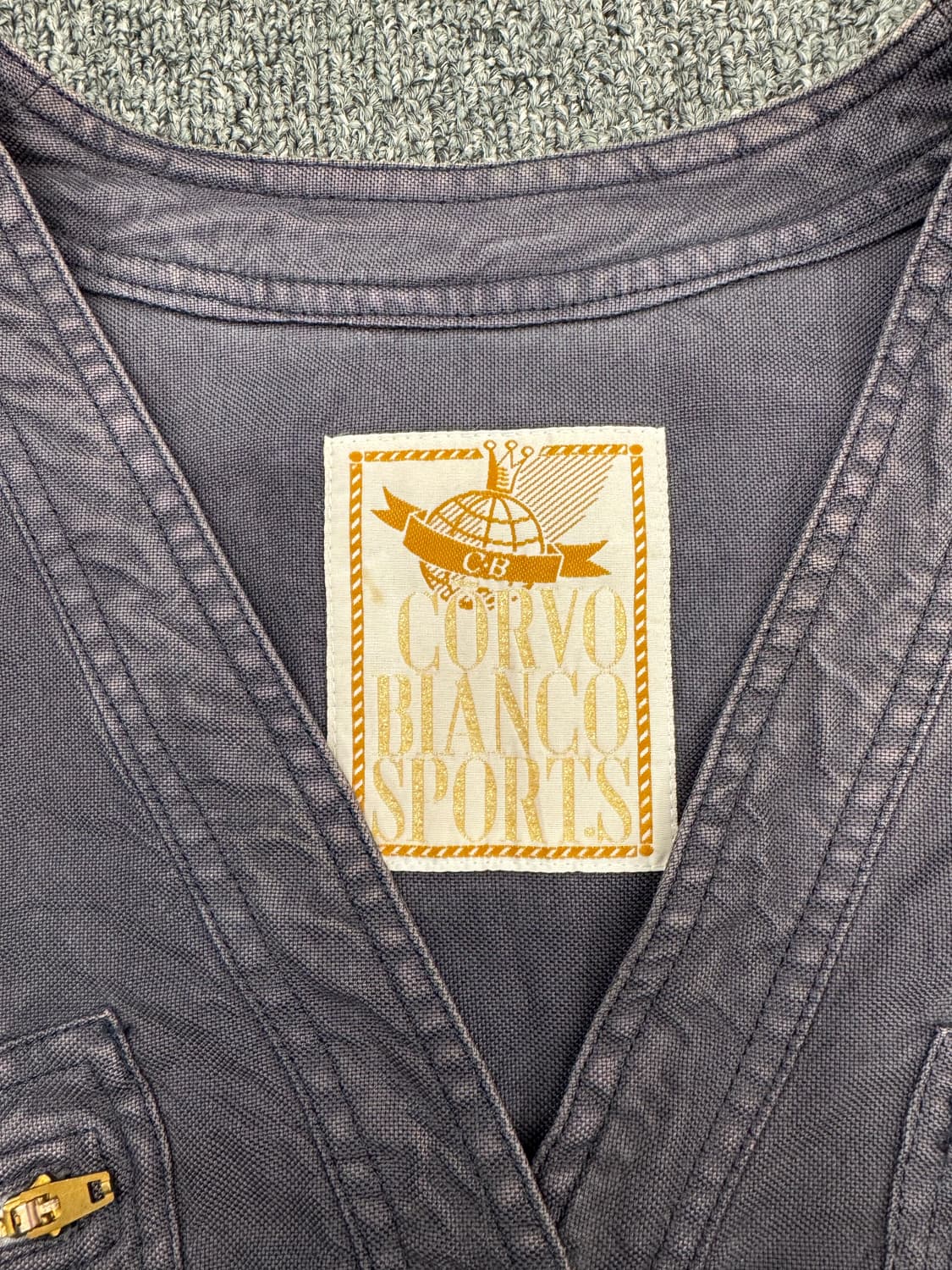 40)Corvo Bianco 빈티지 브이넥 논카라 네이비 자켓 상품이미지3