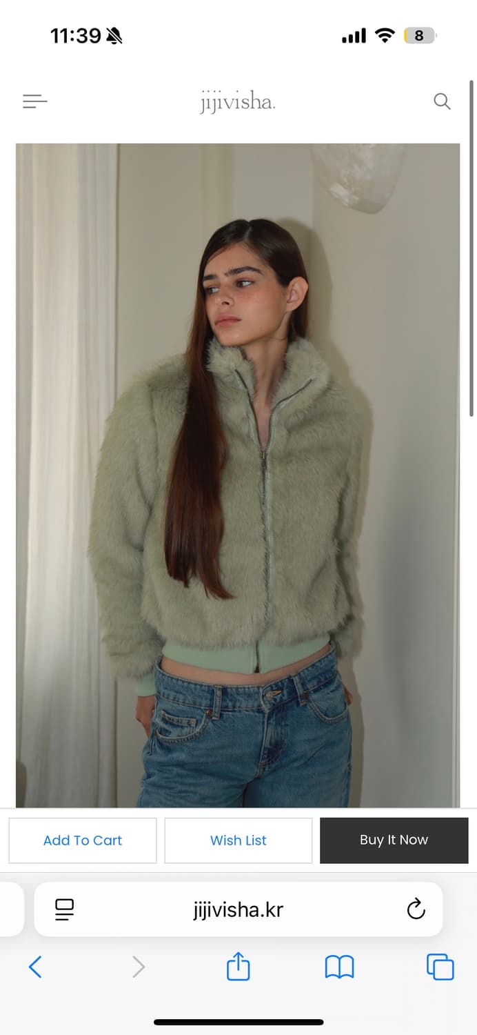 지지비샤 자스민 퍼자켓 민트 그린 상품이미지1