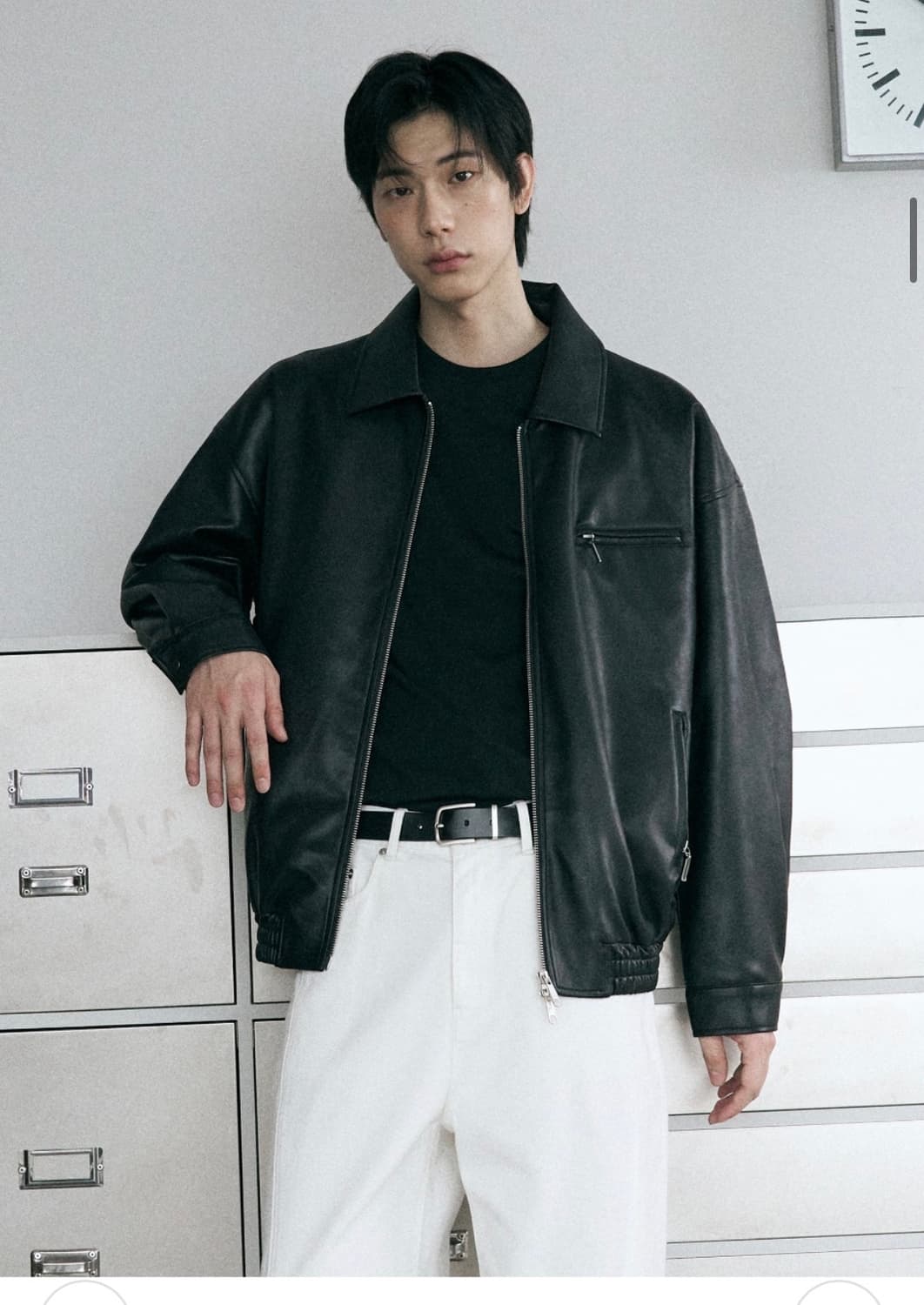 (새상품)(L) 레더리 레더 오버핏 블루종 자켓 [BLACK] 판매 상품이미지6