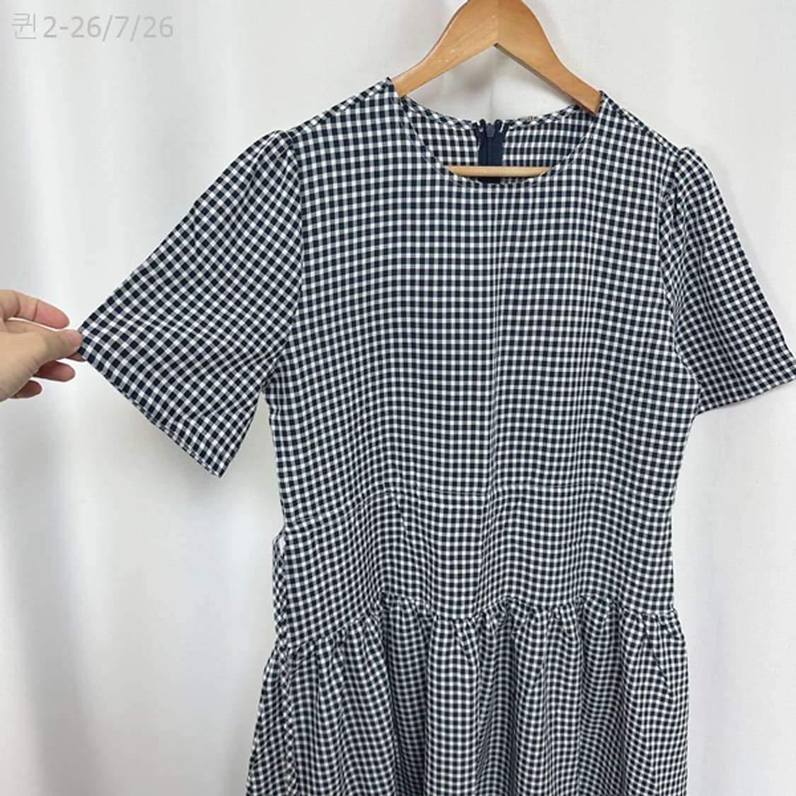 보세 여자 체크 반팔원피스 빅사이즈 임부복 FREE (미착용) 상품이미지3