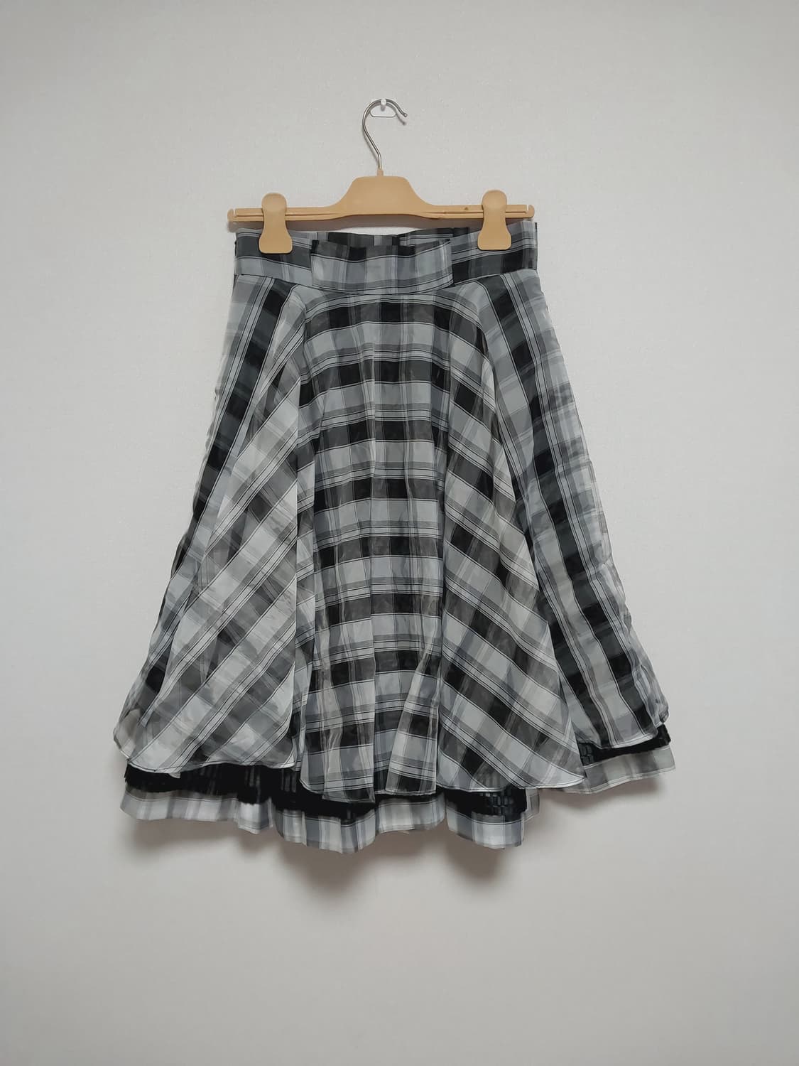 갸루 로리타 지뢰계 리본 레이스 블랙 체크 스커트 상품이미지4