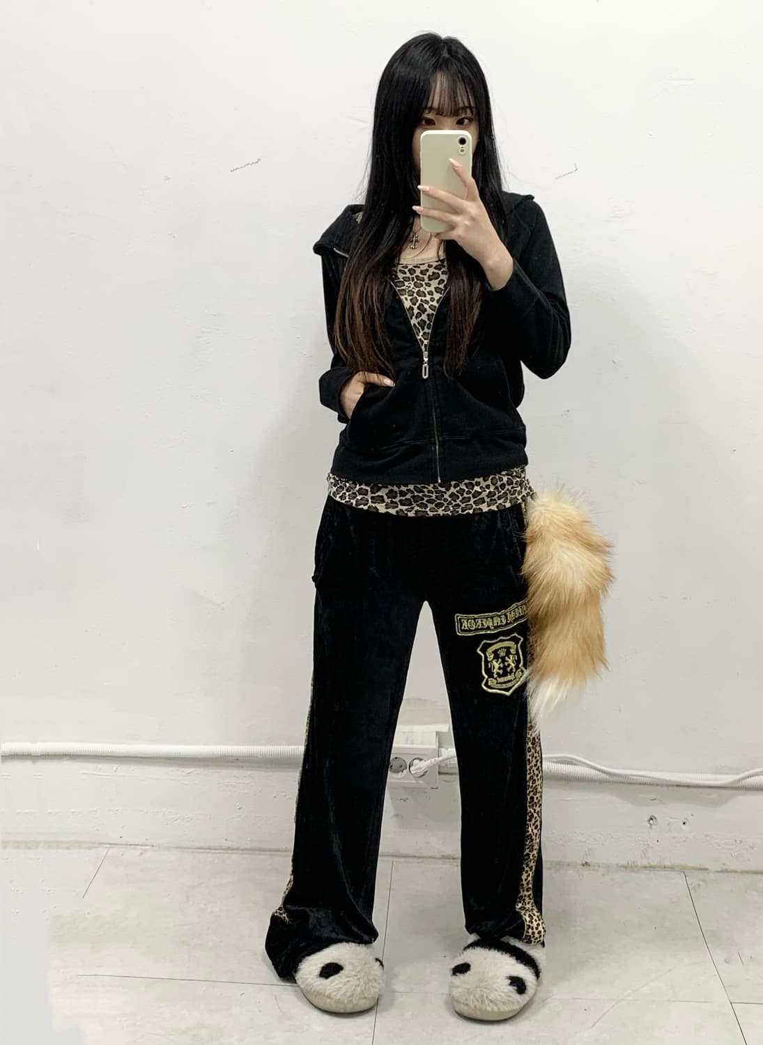 [RED COMET] 갸루 레오파드 호피 벨벳 팬츠 상품이미지2