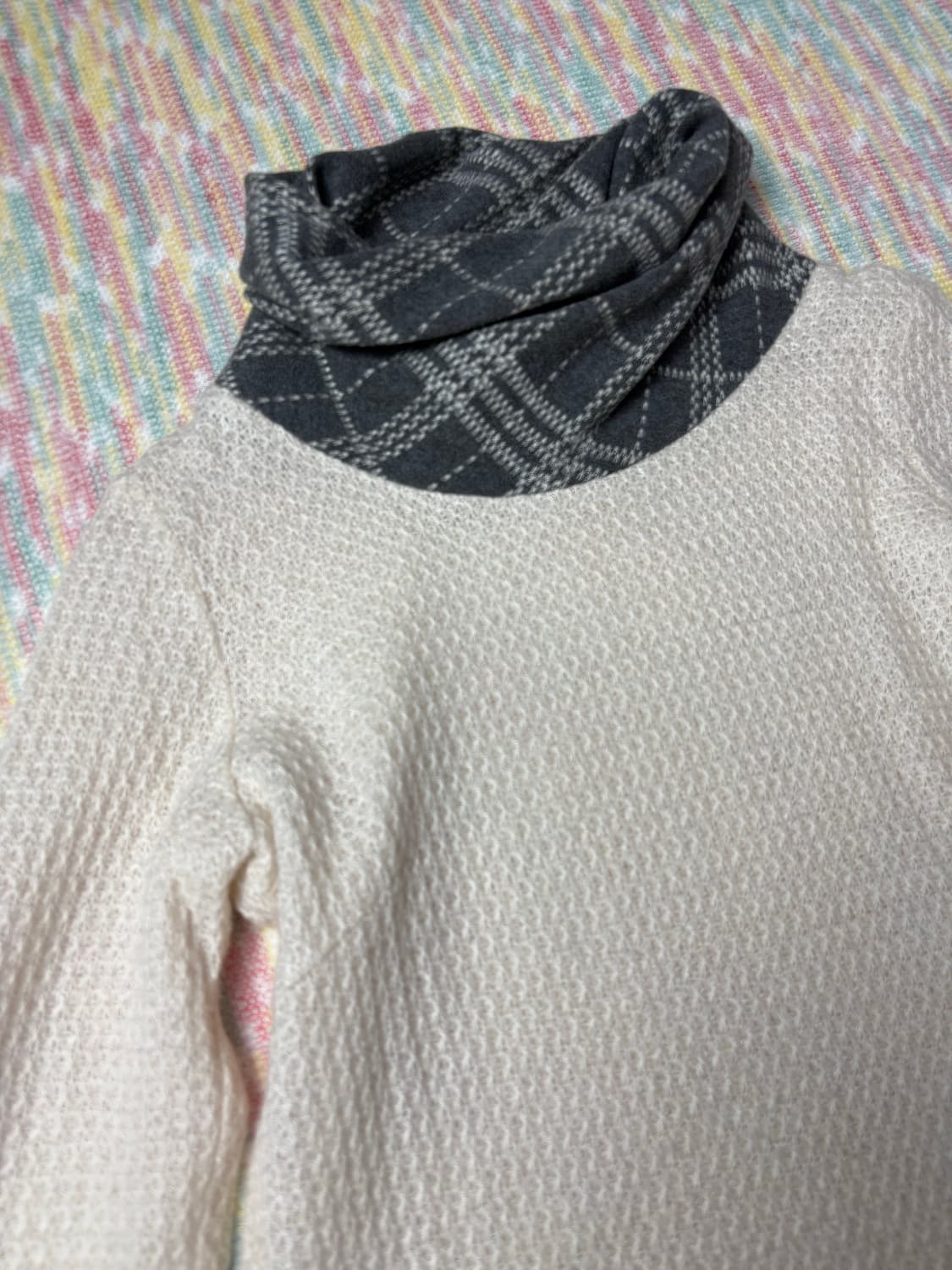 아이보리 체크 레이어드 니트 상품이미지7