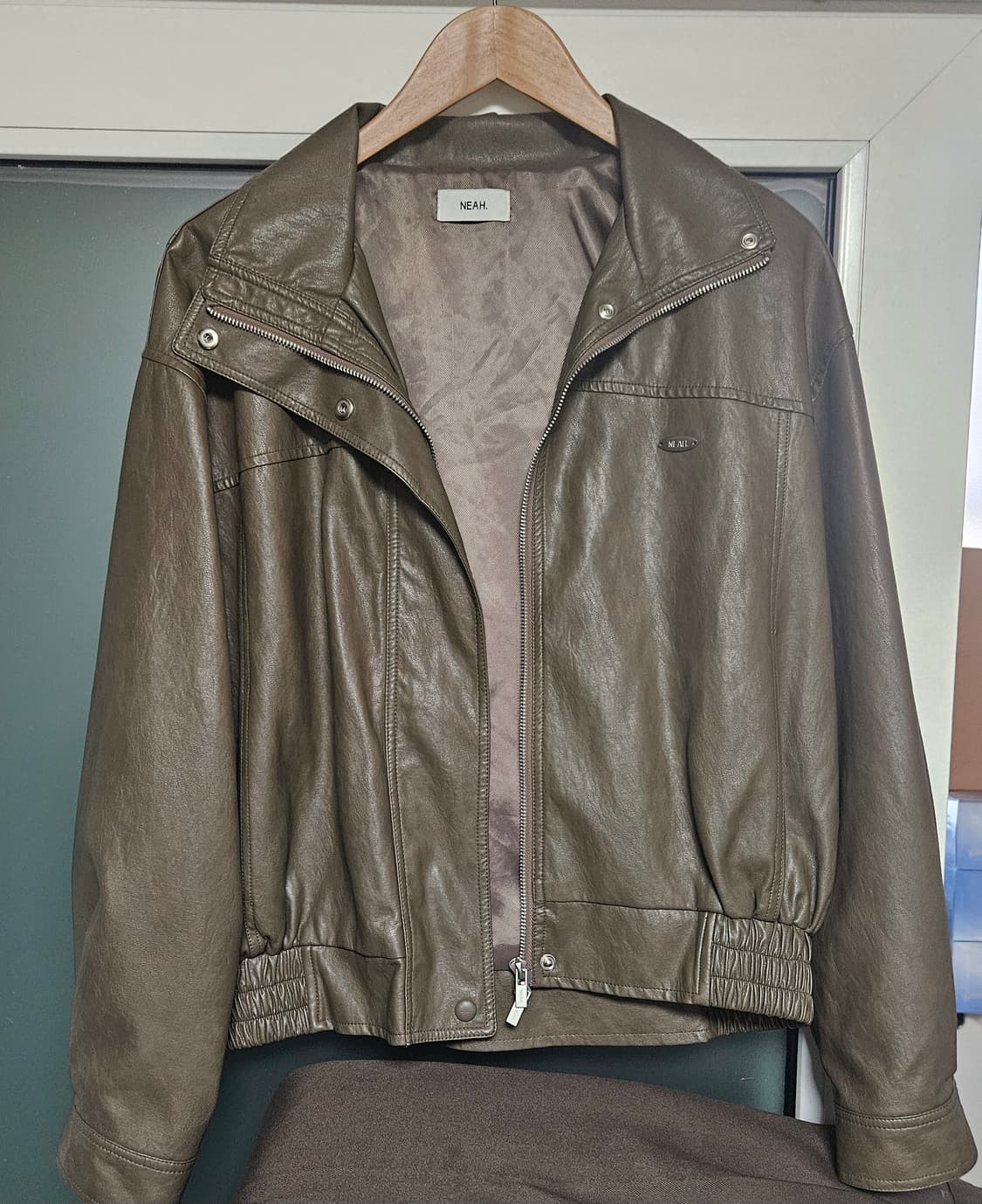 98도씨 하이넥 레더 자켓 상품이미지9