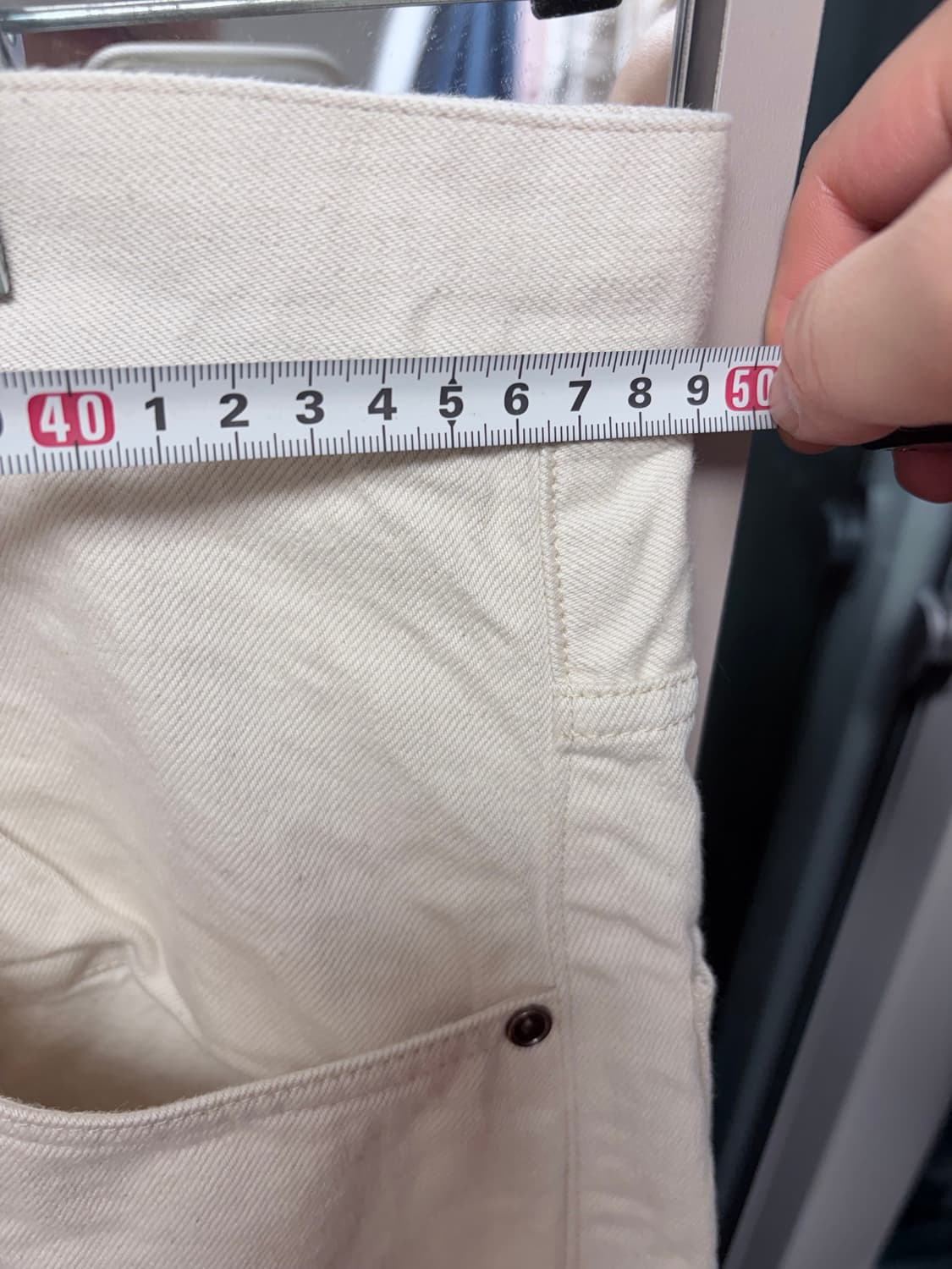 Haversack 와이드 테이퍼드 화이트 데님 팬츠 XL 상품이미지4