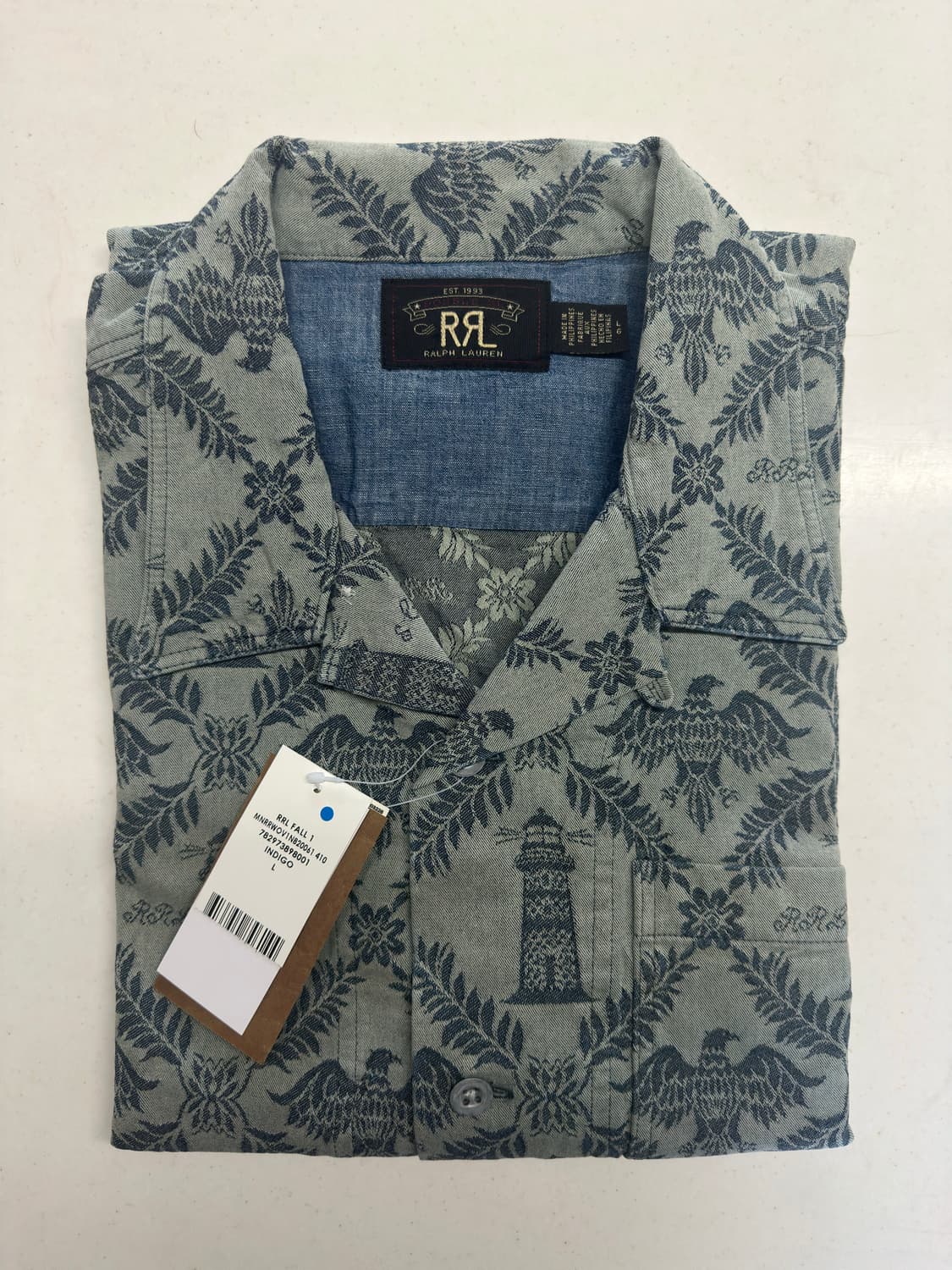 RRL 인디고 자카드 데님 캠프셔츠 L 새상품 상품이미지6