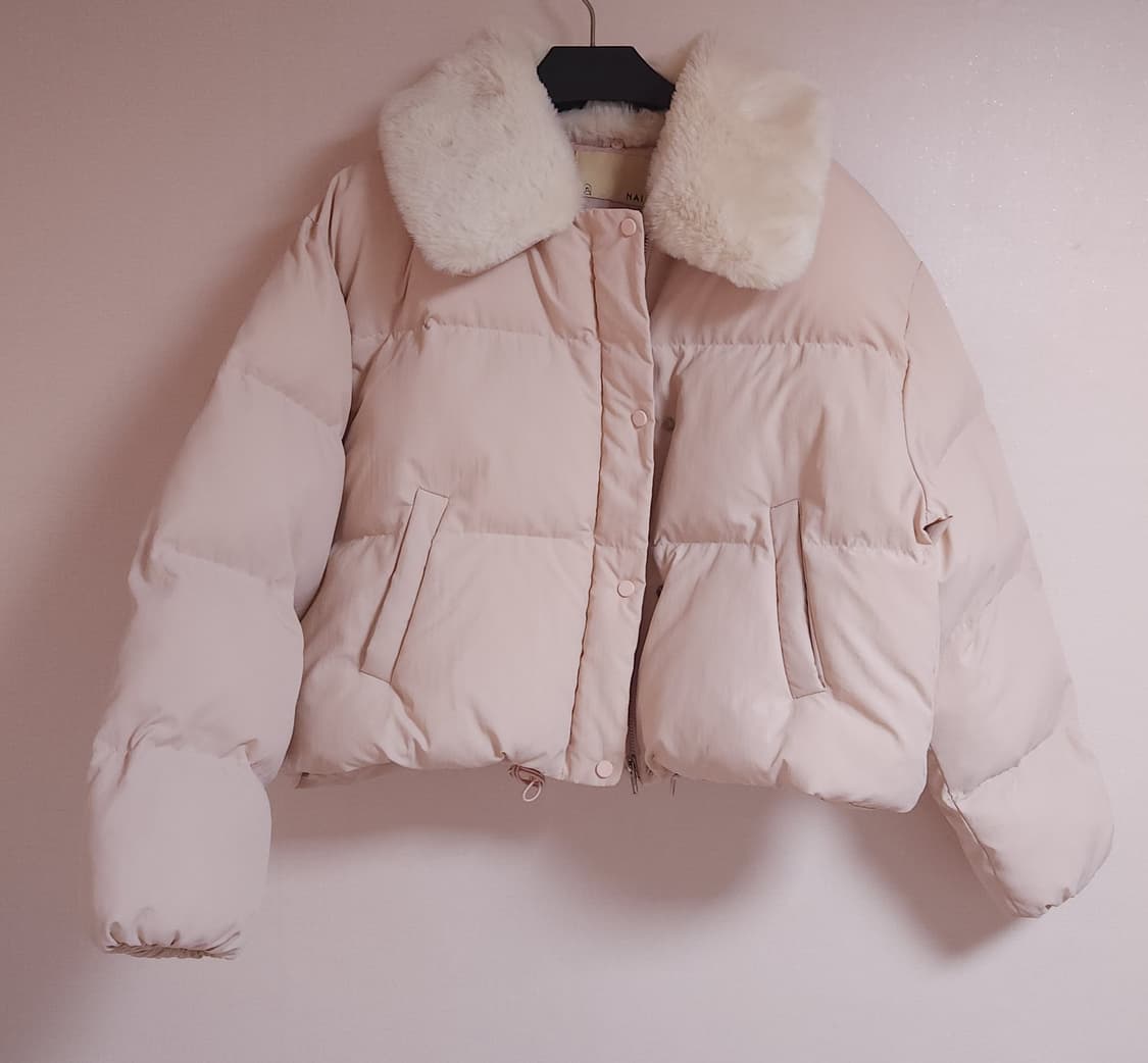 나인(Nain) 크롭 퍼카라 패딩 점퍼 핑크 상품이미지1