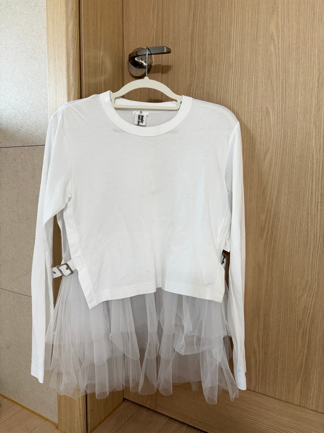 느와케이니노미야 튤 레이어드 코튼 긴팔 티셔츠 상품이미지1