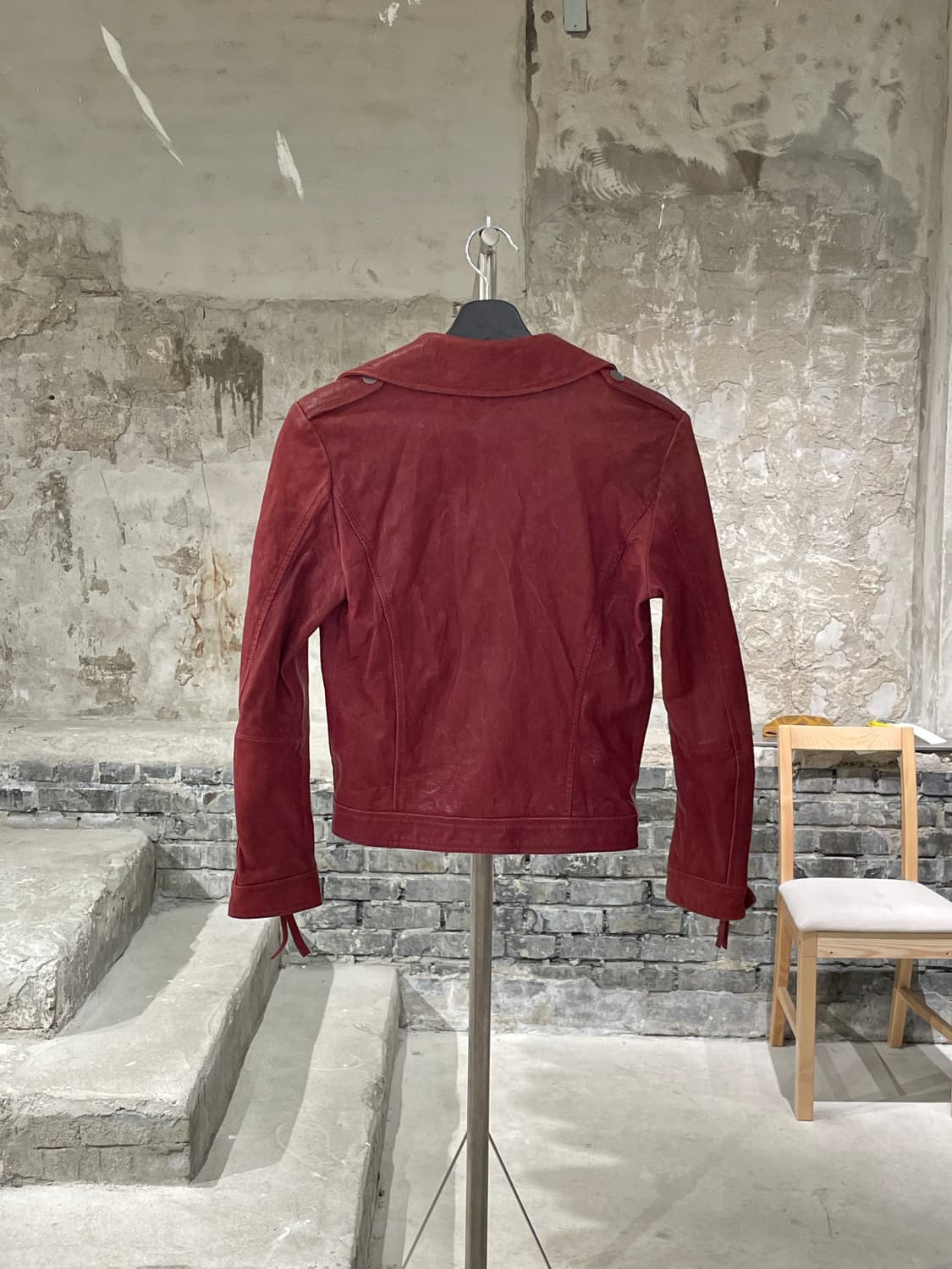 레드 발렌티노 레드 프릴 글로시 램스킨 레더 자켓  상품이미지6