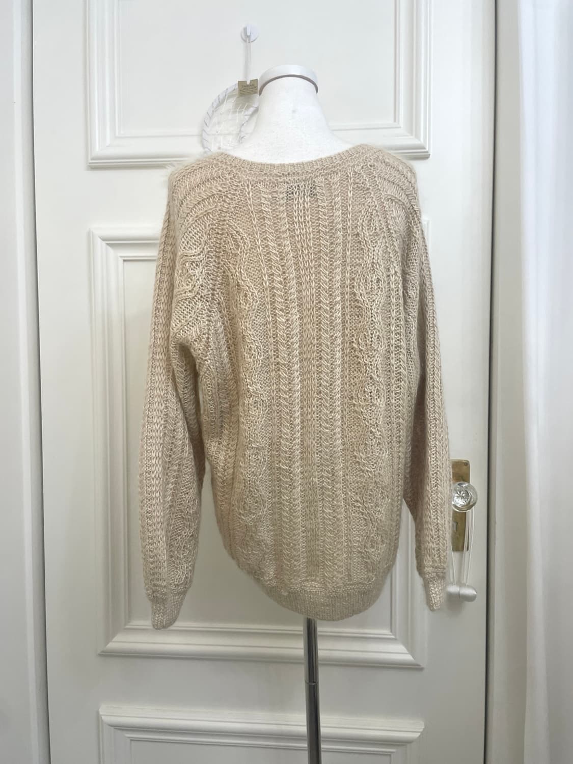 beige wool silk twist loose cardigan 상품이미지3
