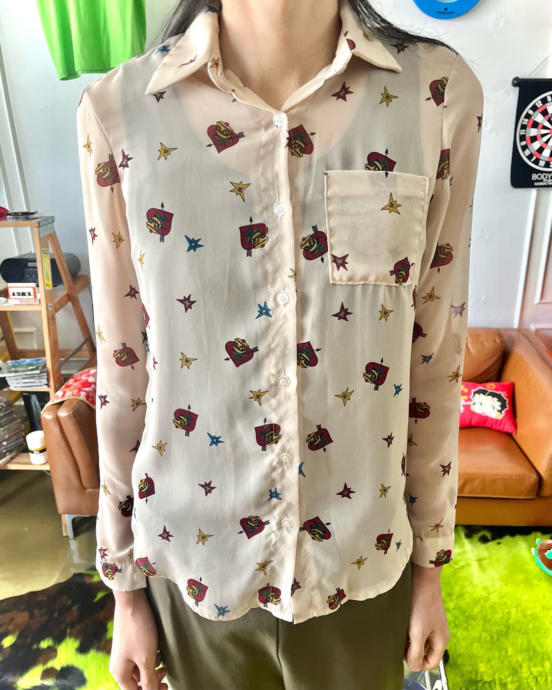 Jpn Art Pattern Semi See-through Shirt 상품이미지2