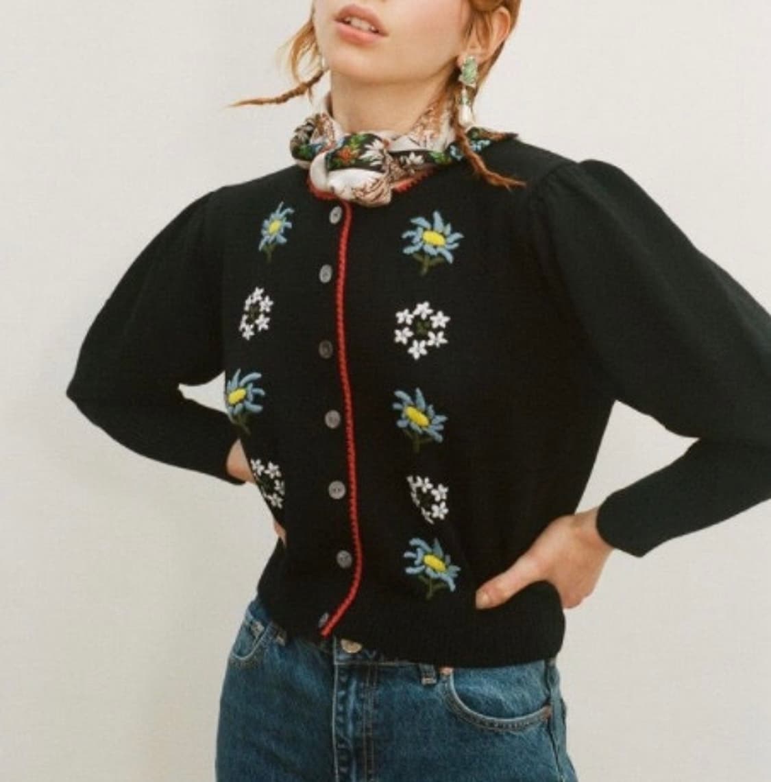 쉬림프 shrimps 꽃 자수 가디건  상품이미지1