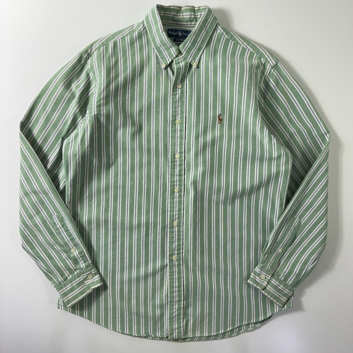 Polo  폴로 랄프로렌 자수 코튼 라이트그린 스트라이프 셔츠  상품이미지1
