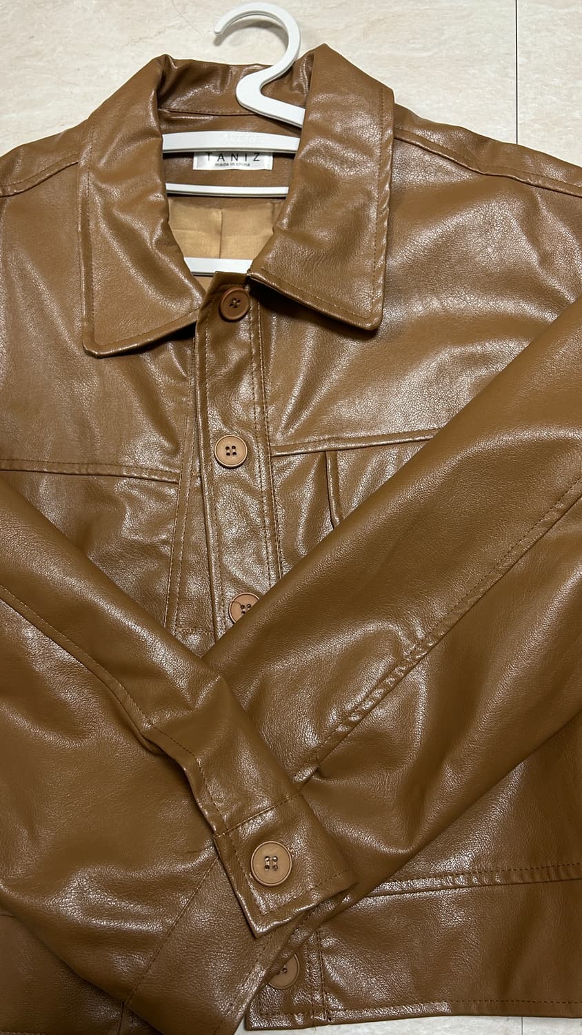 세미 크롭 레더 자켓 상품이미지1