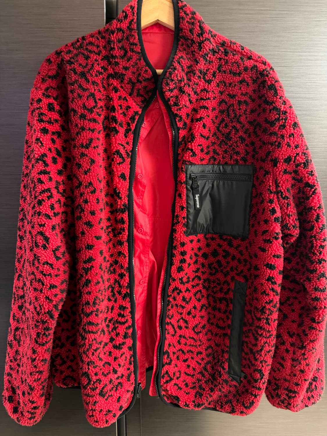 슈프림 레드 레오파드 리버시블 플리스 자켓 XL 상품이미지1