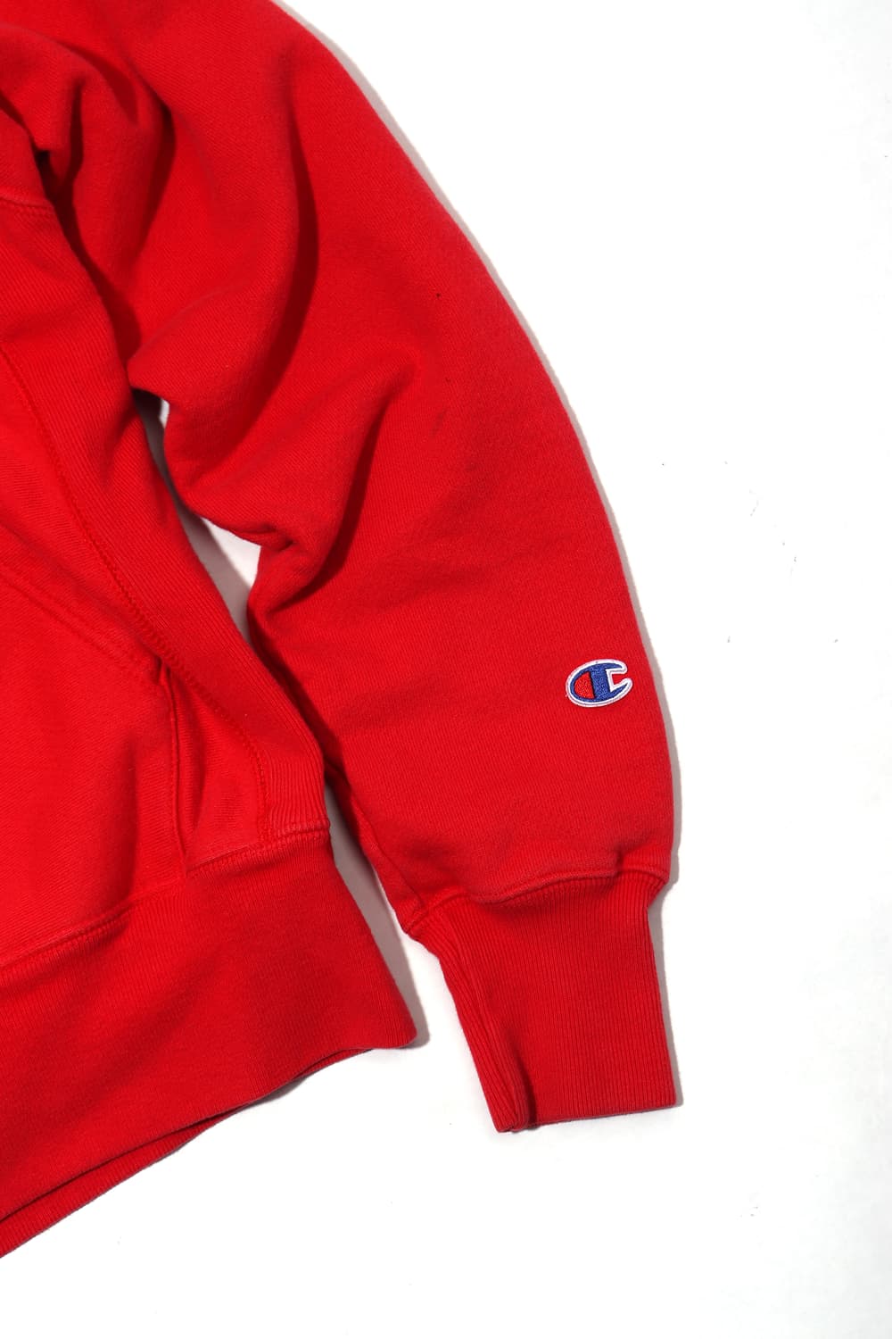 CHAMPION 리버스 위브 레드 기모 티셔츠 women XS 상품이미지4