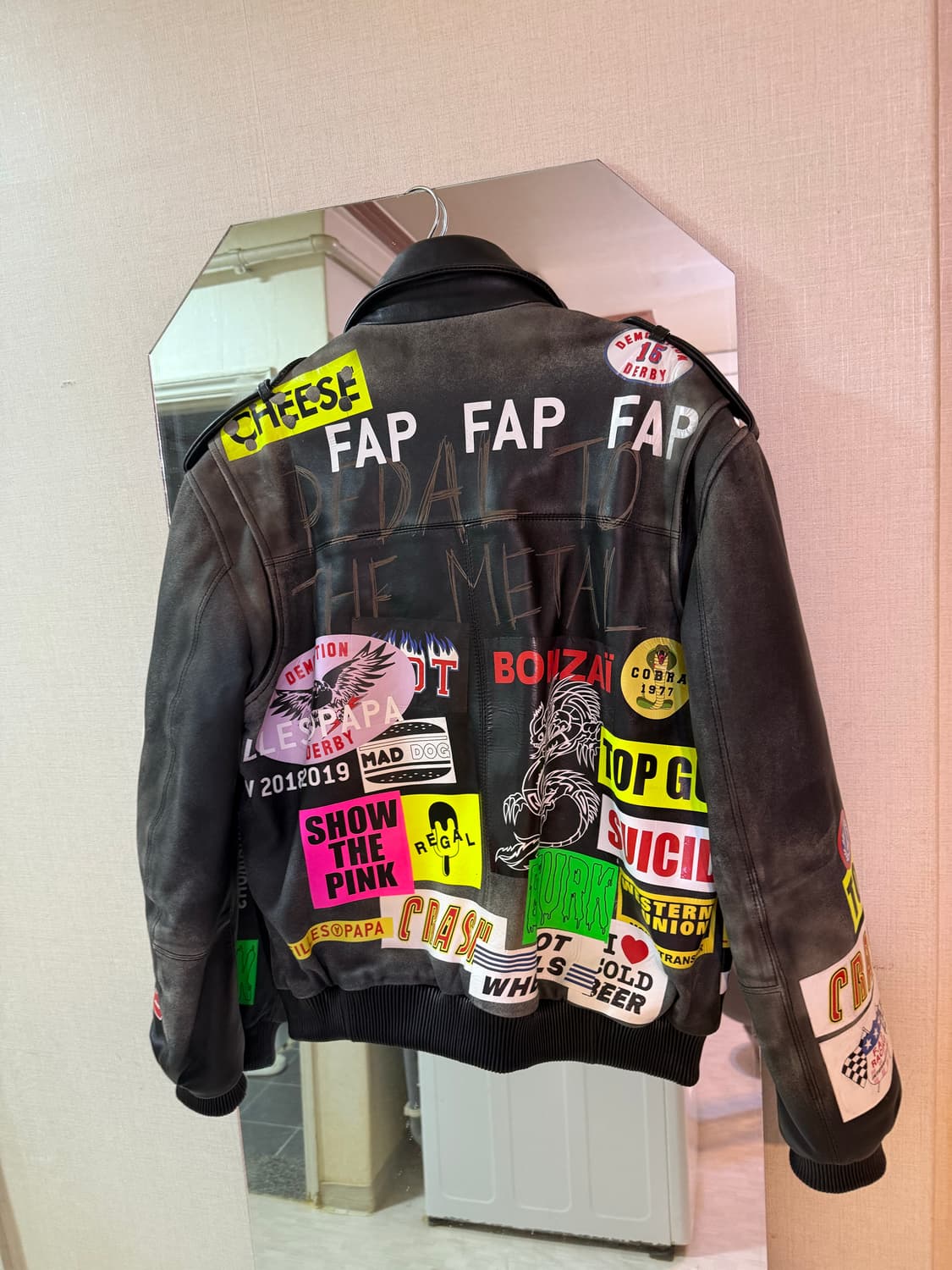 FILLES A PAPA 램스킨 패치워크 가죽 자켓  상품이미지3