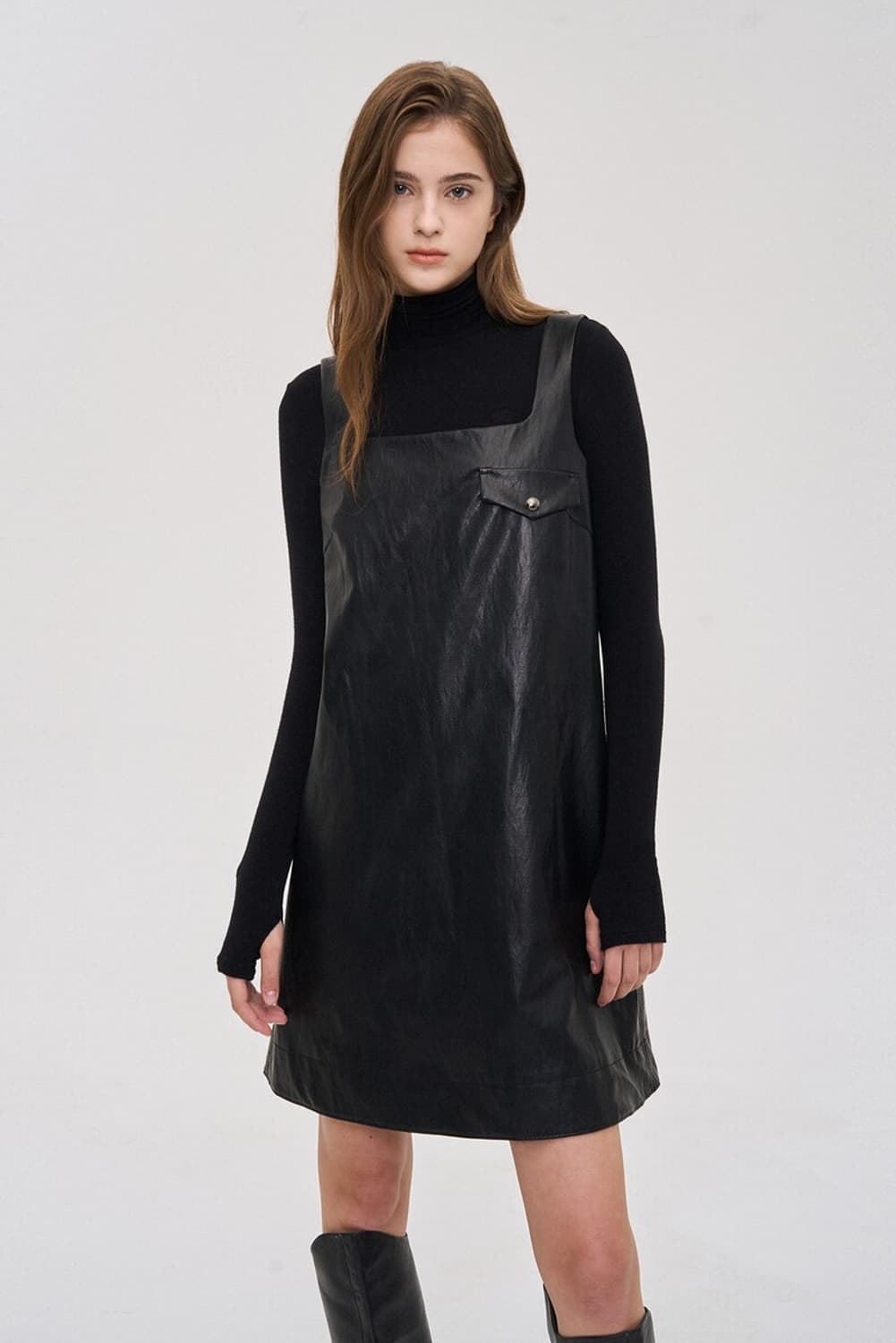 SJYP(페이크 레더 미니 원피스) 상품이미지1