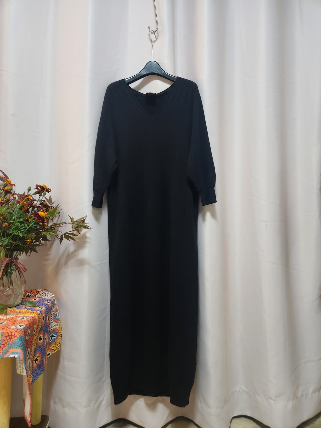 Mare di Mari 100%캐시미어블랙 브이넥 니트 롱 원피스 상품이미지2