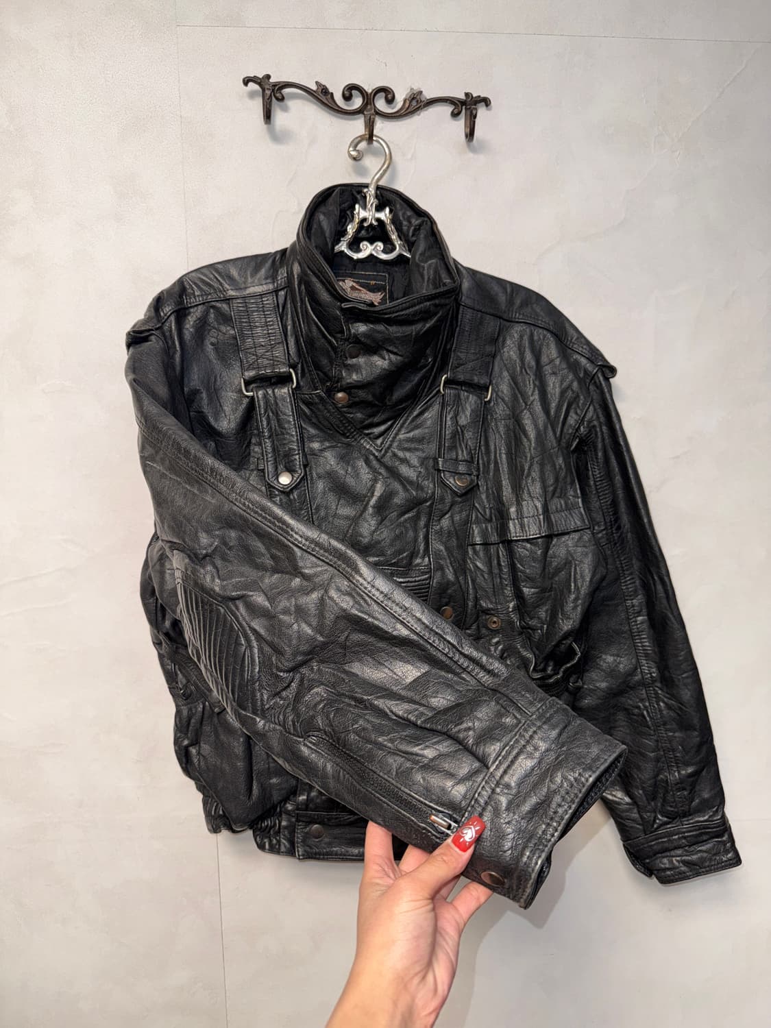 Bikers leather high buckle neck bomber 상품이미지3