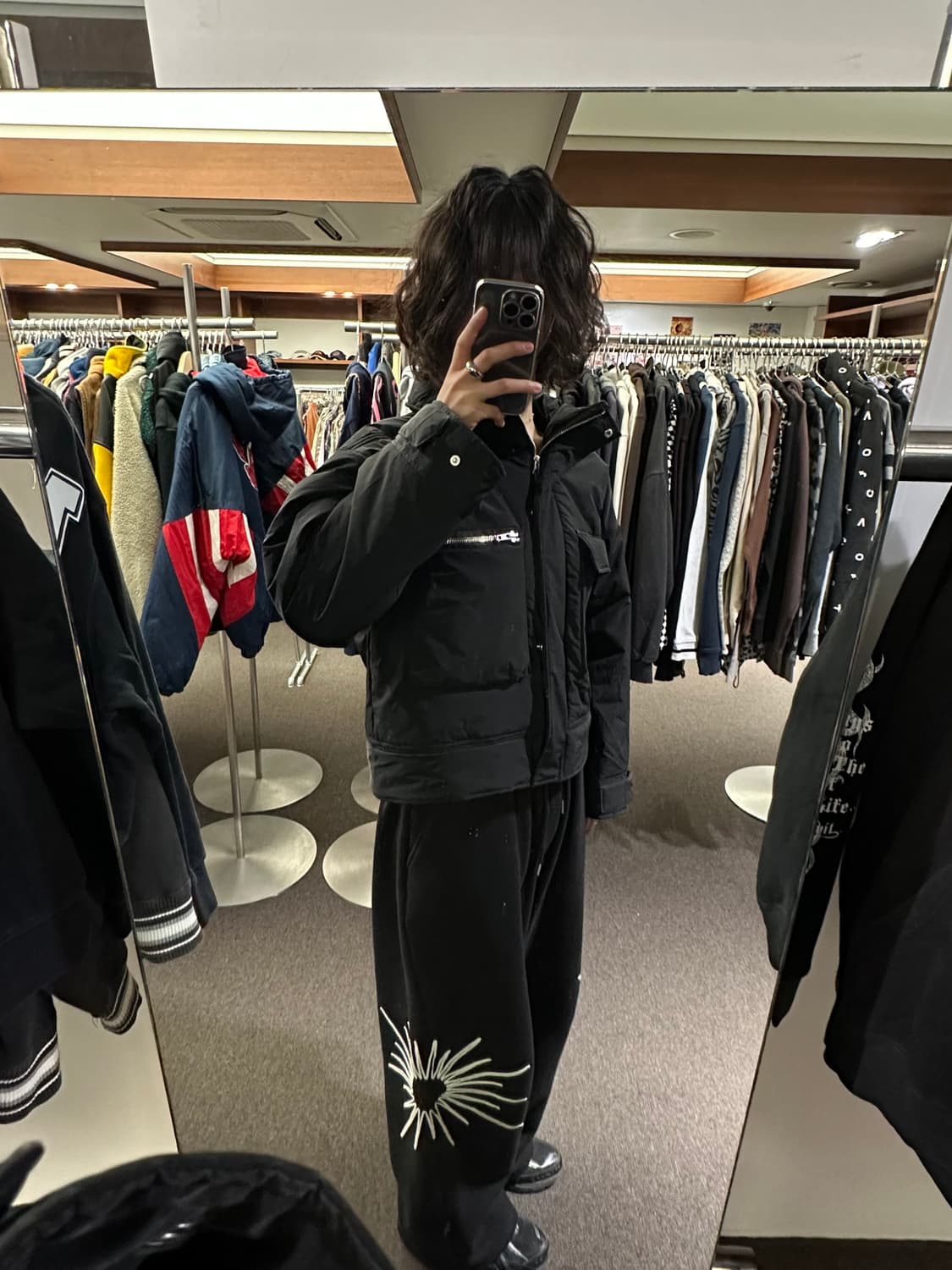 2)빈티지 빅포켓 크롭 블랙 패딩 상품이미지1