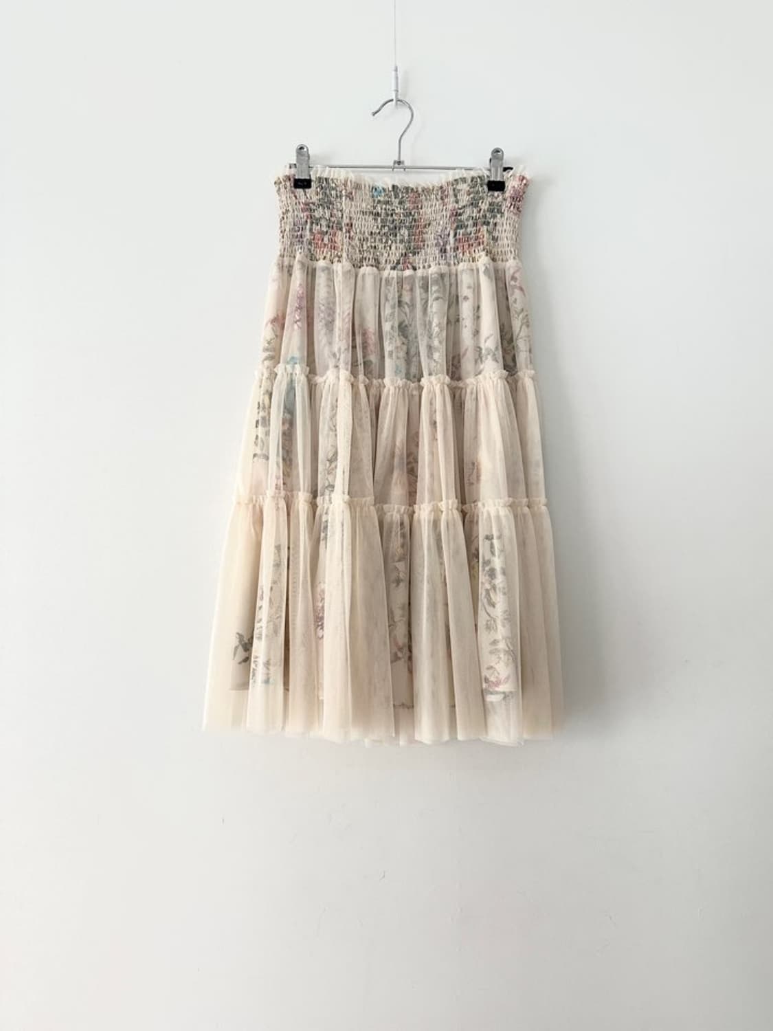 Flower tiered skirt / cream 상품이미지1