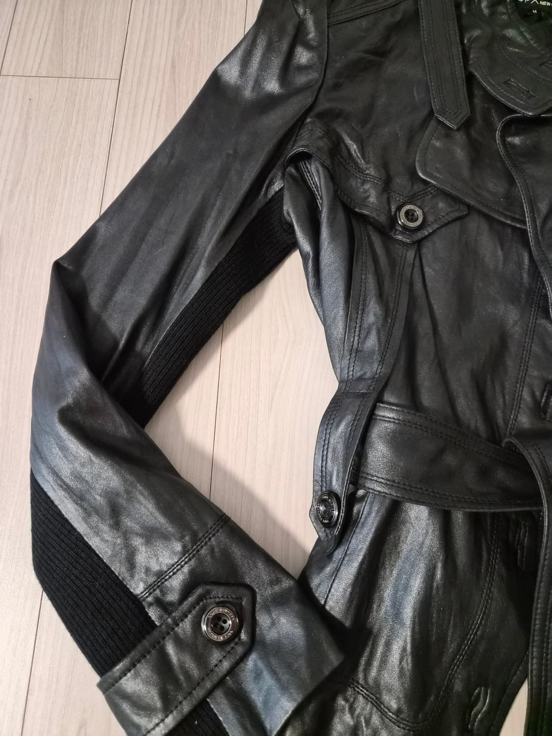 GGPX NEW YORK 벨티드 배색 가죽 자켓 (사이즈 M) 상품이미지3