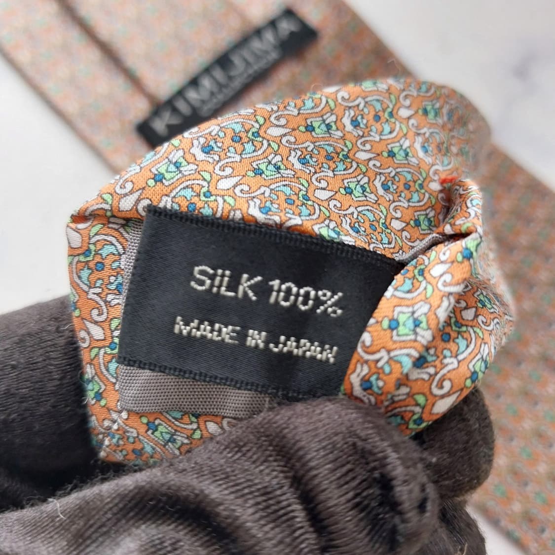 키미지마 실크 오렌지 패턴 넥타이 8.8cm A+등급 K2432 상품이미지10