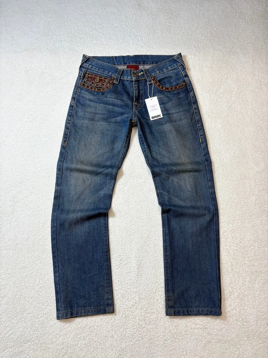 트루릴리젼 00's 백 포켓 스터드 레더 데님 팬츠 PN6067 상품이미지3