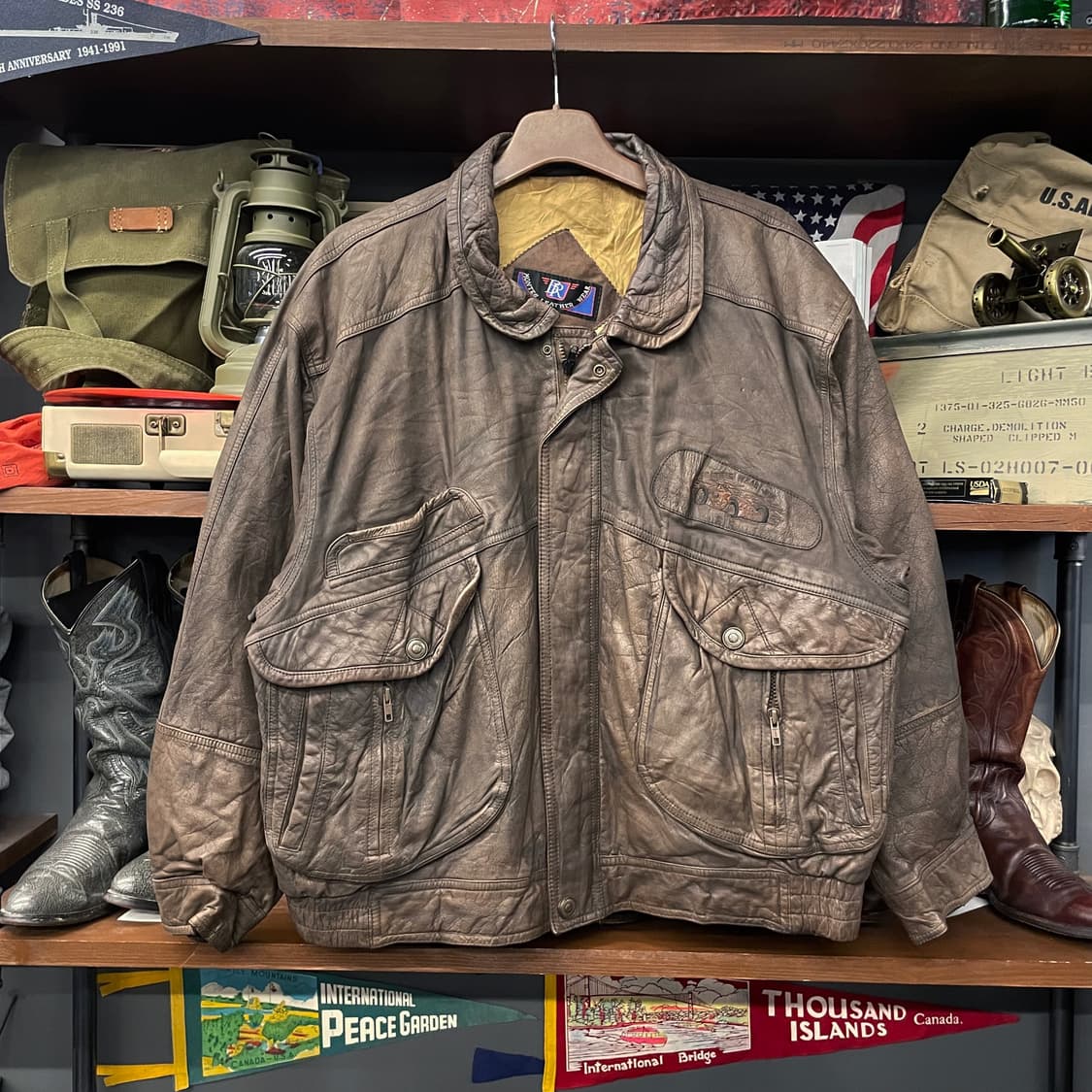 90s MONTES 레더 웨어 레이싱 패치 리얼 레더 자켓 상품이미지1