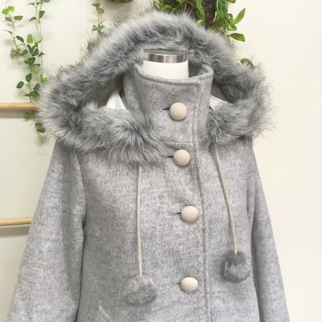 JPN/ 후드코트 모리걸후드코트 폼폼이코트 모리룩 후드퍼코트 케이프코트  상품이미지3