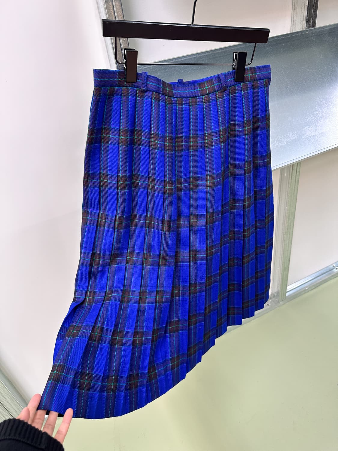 blue check pleats skirt 상품이미지1
