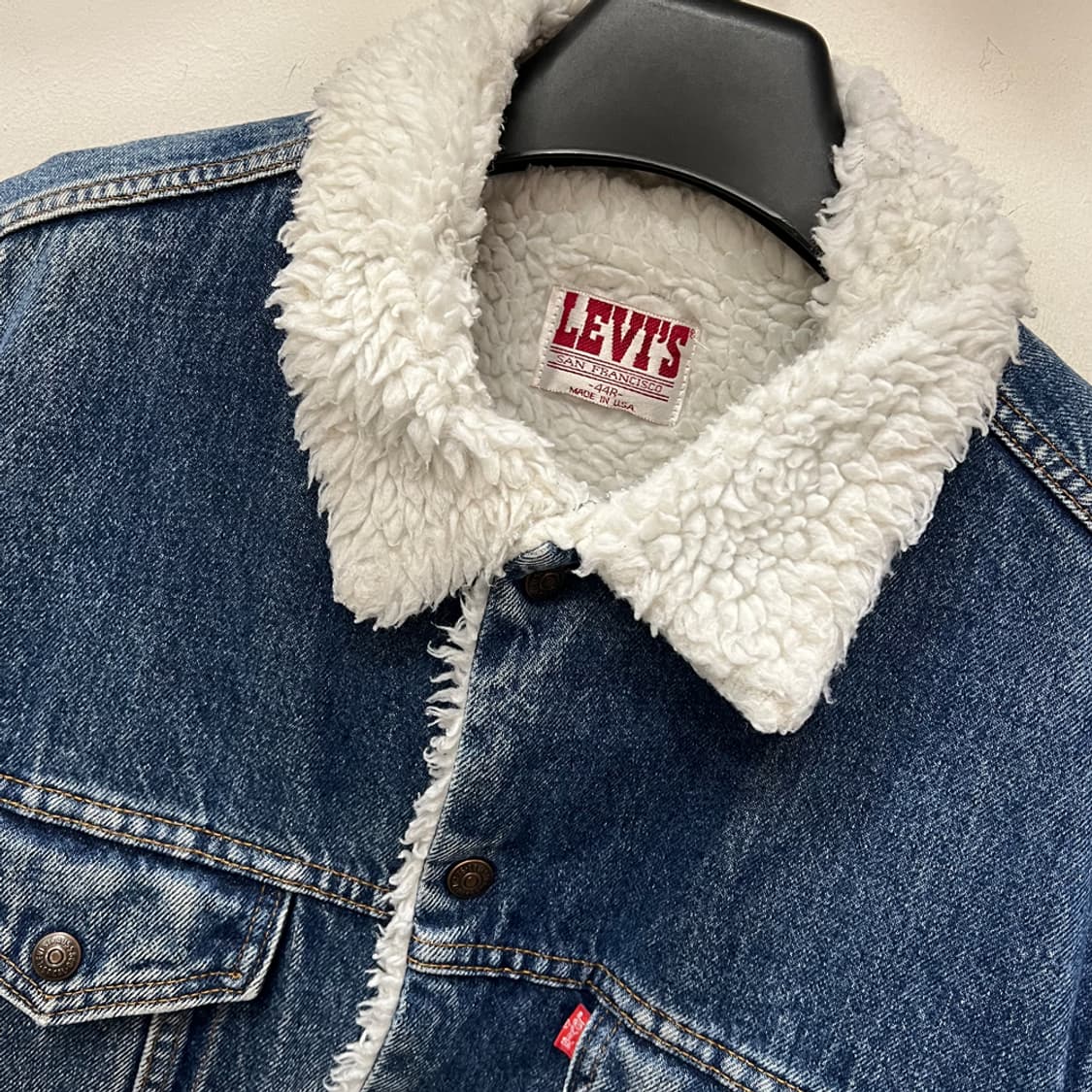 90s USA 리바이스 샌프란시스코 쉐르파 데님 트러커 자켓 L급 상품이미지3