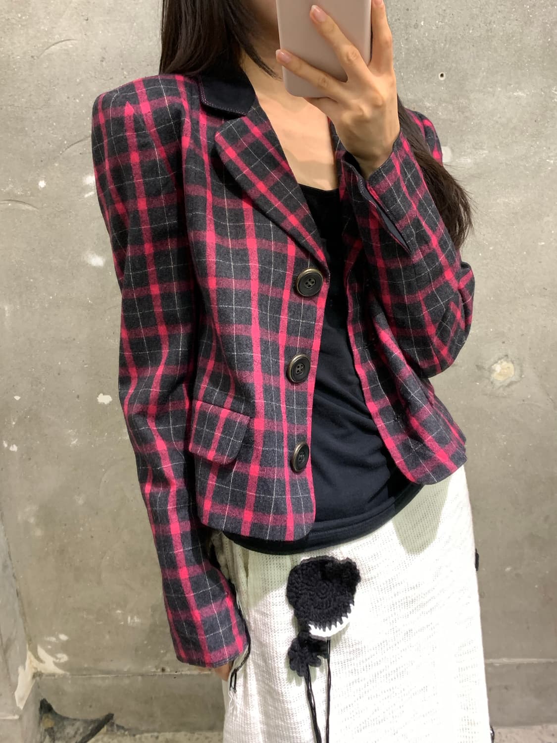 Dior 디올 90‘s 핑크 체크 패턴 울 크롭자켓 상품이미지1