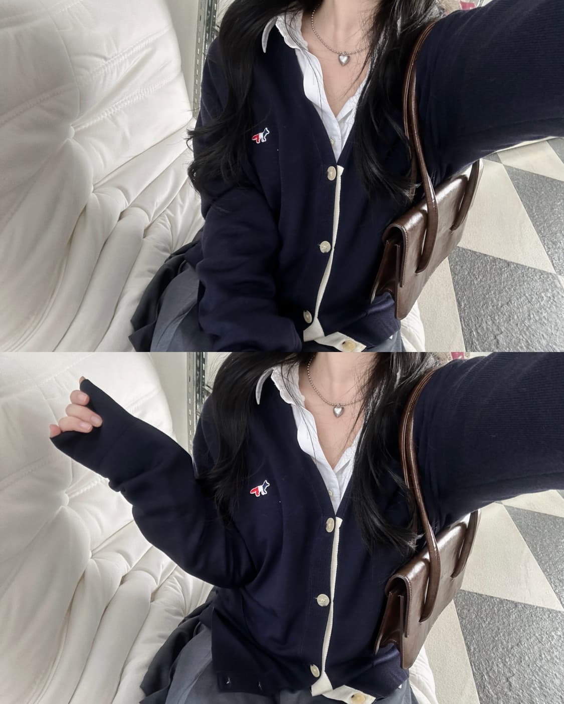 메종키츠네 트리컬러 폭스 울 가디건  상품이미지2