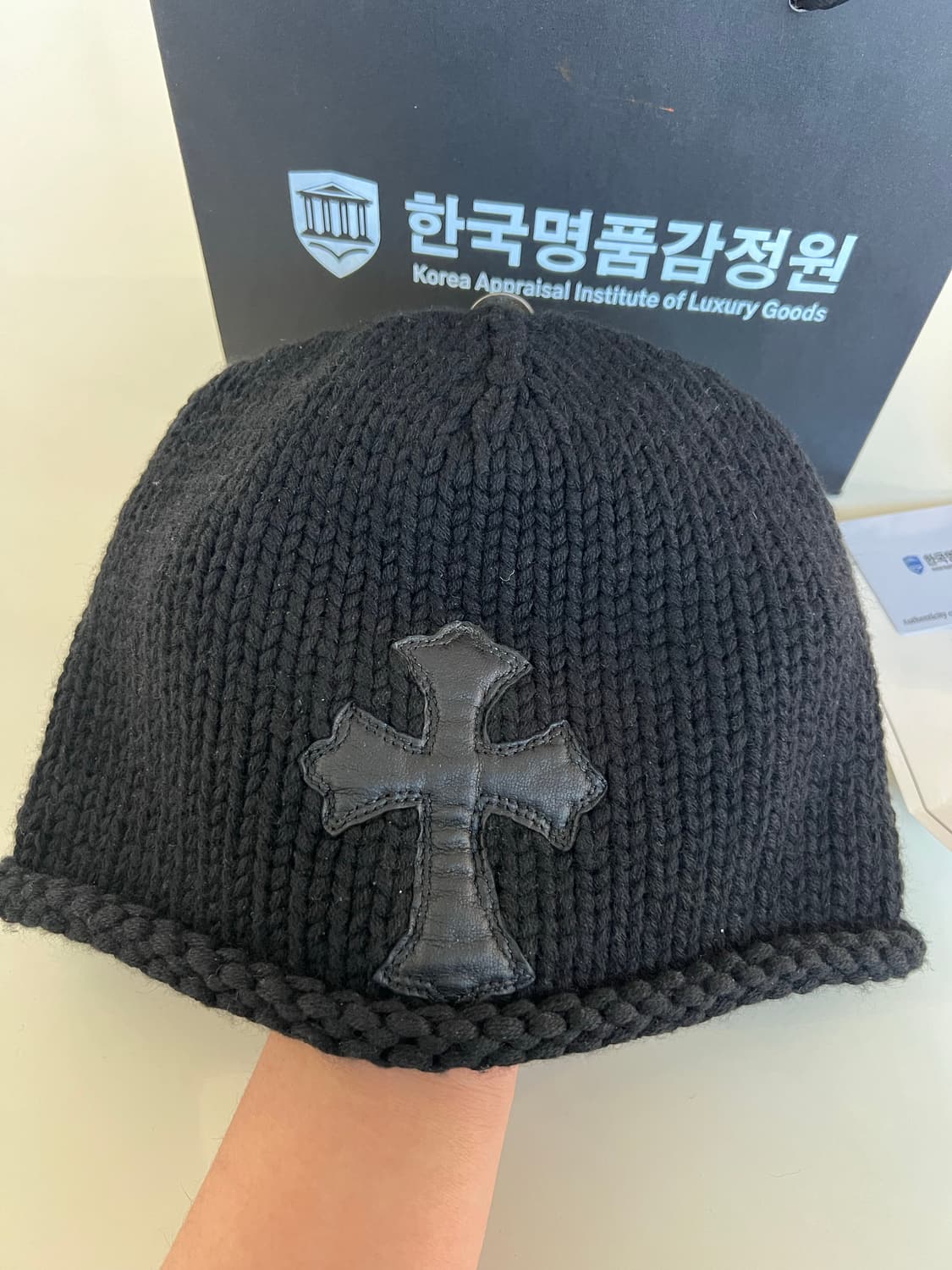 크롬하츠 크로스 레더패치 캐시미어 비니 상품이미지2