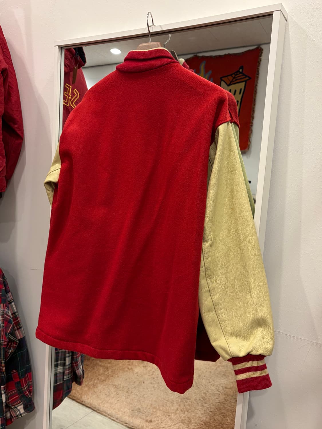 90s Delong 리얼레더 울 바시티 자켓 (made in USA) 상품이미지5