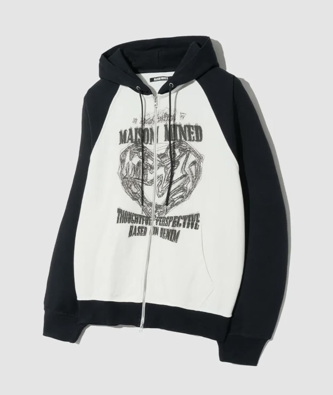 [메종미네드] DOODLE HEART REGLAN SWEAT ZIP UP 상품이미지1