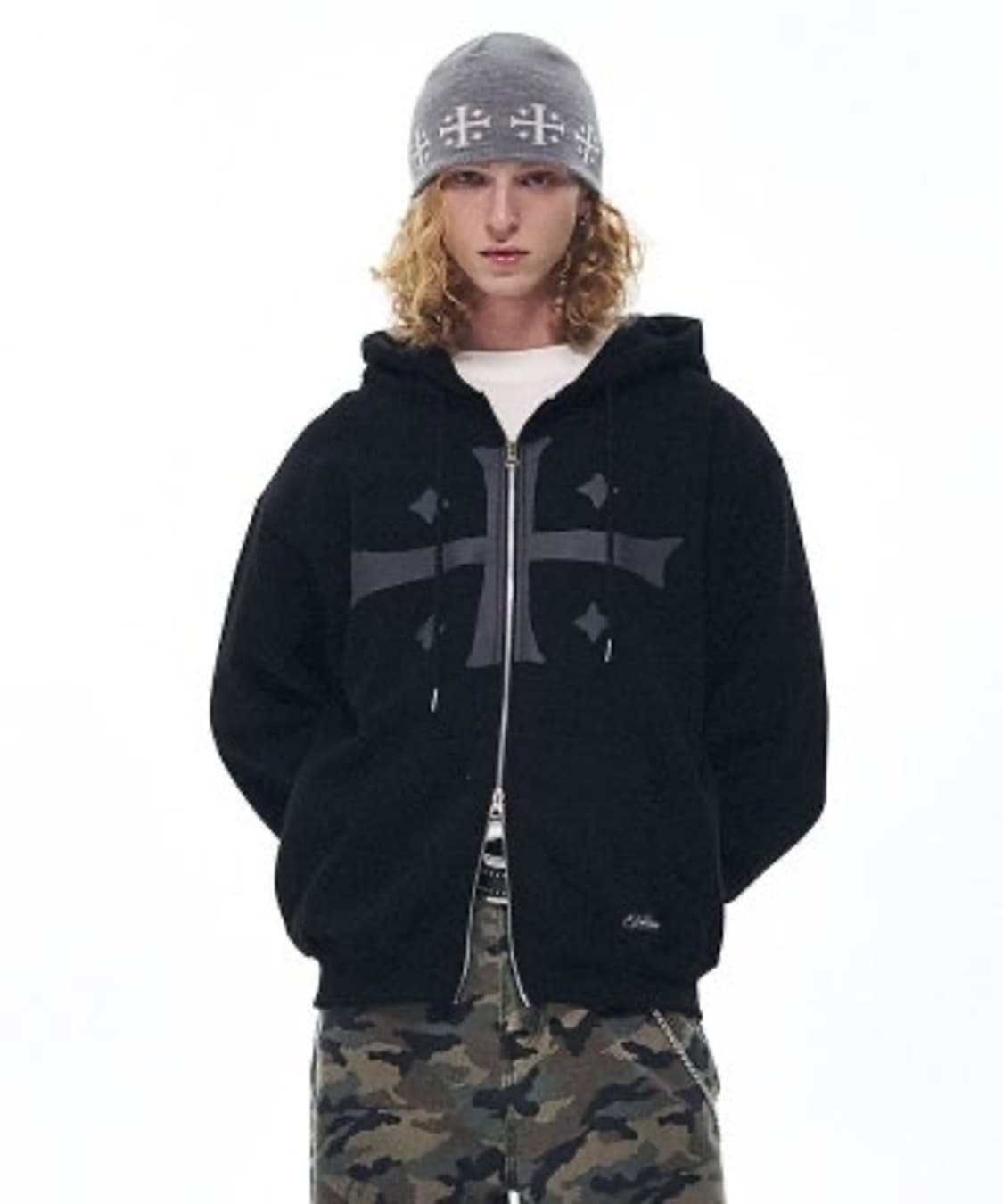 프리마리오 크로스 후드집업 블랙 상품이미지1