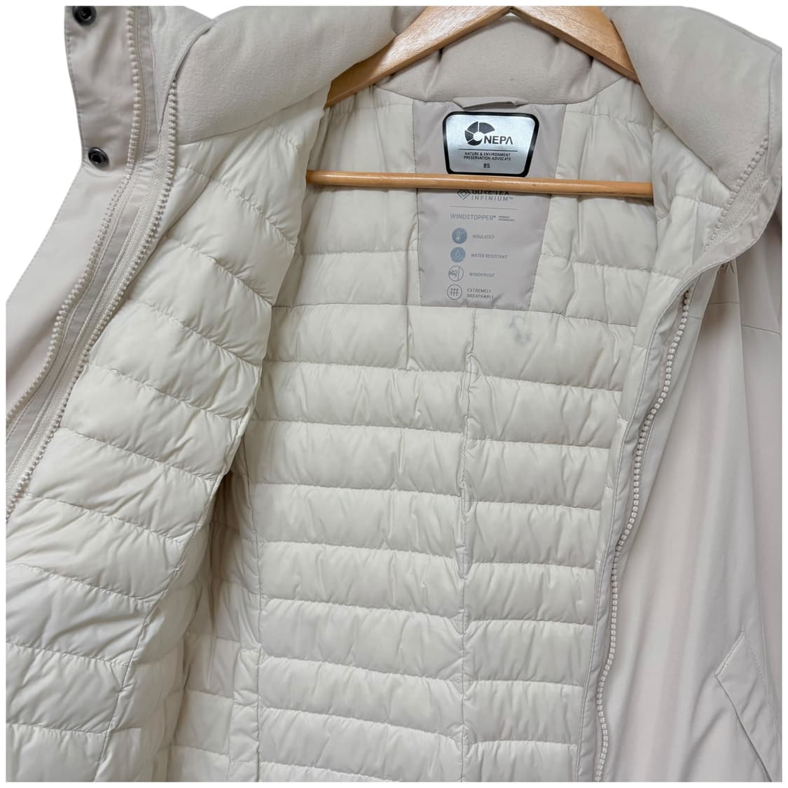3712 네파 베이지 거위털 구스다운 경량 롱패딩 상품이미지4