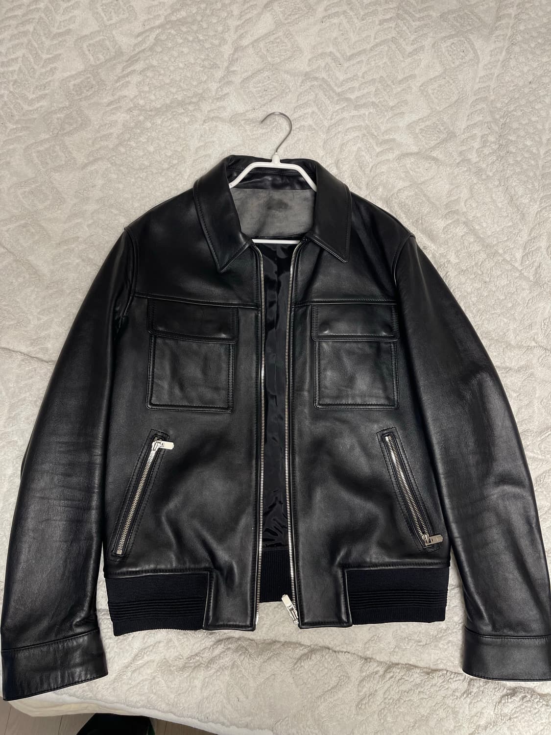 시스템 옴므 램스킨 양가죽 레더 블루종 자켓 블랙100 상품이미지6