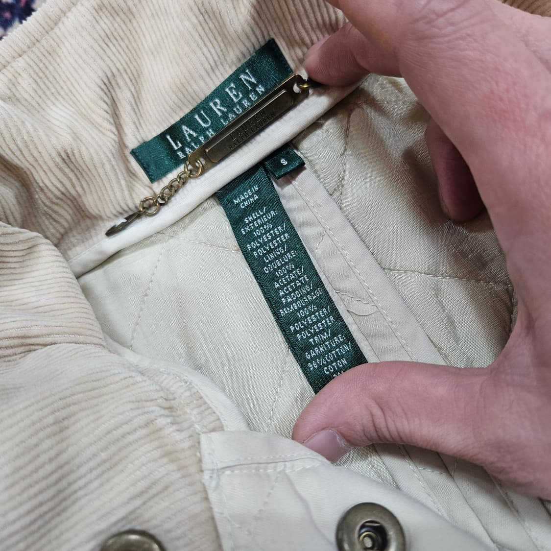 랄프로렌 퀄팅 코듀로이 배색 베스트 S size 상품이미지4