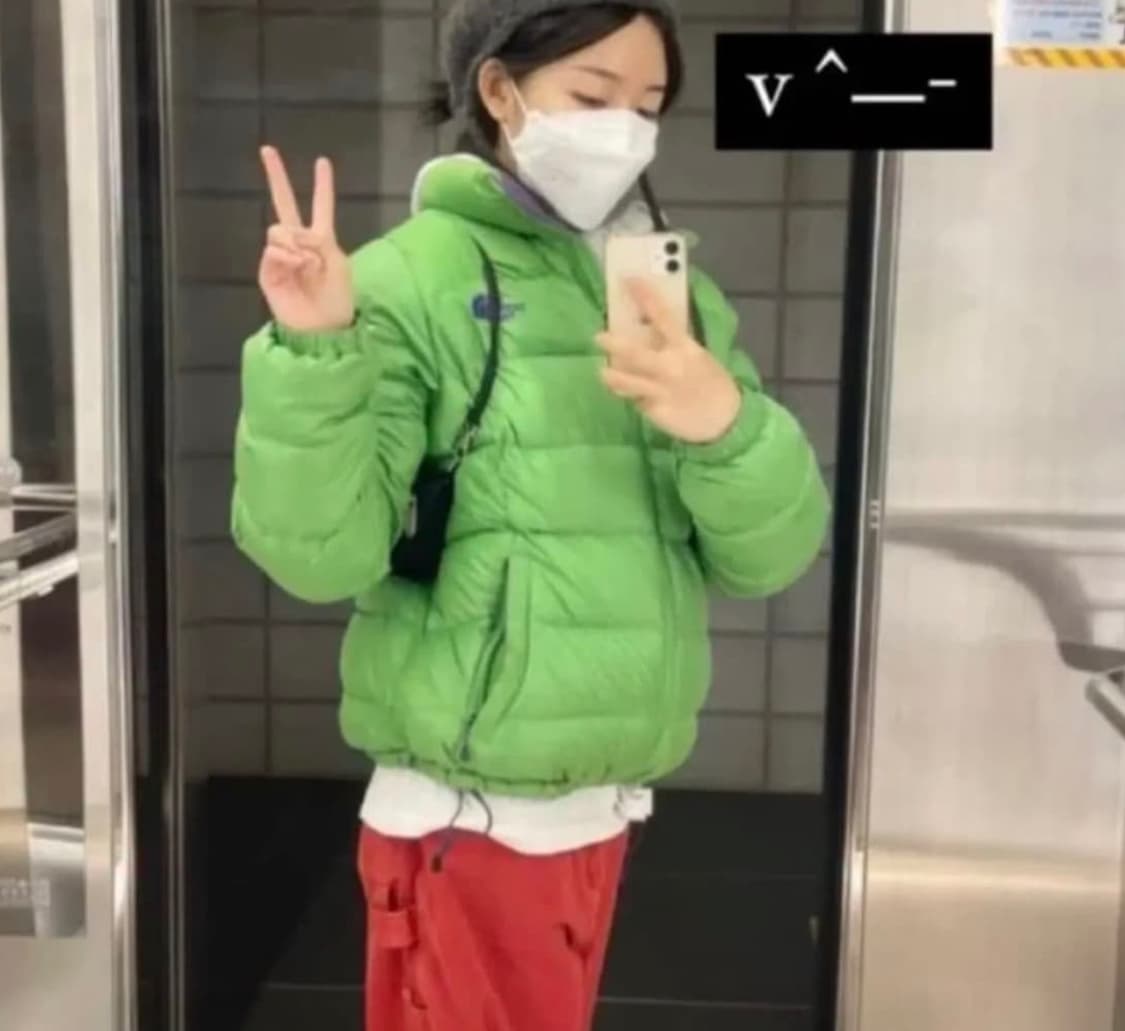 노스페이스 빈티지 미노이 눕시700 그린 연두 후드 숏패딩 L 90 상품이미지1