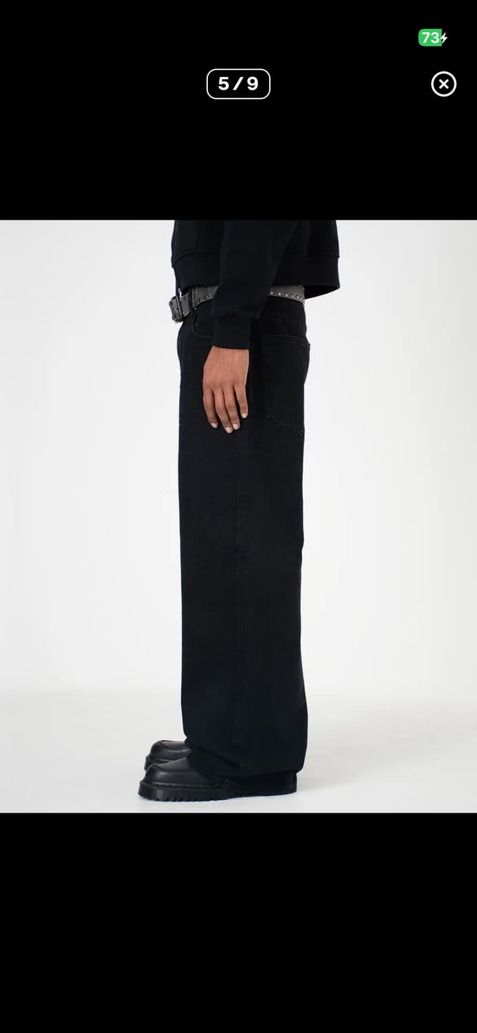 Menes 솔리드 블랙 콜로서스핏 데님 팬츠 상품이미지5