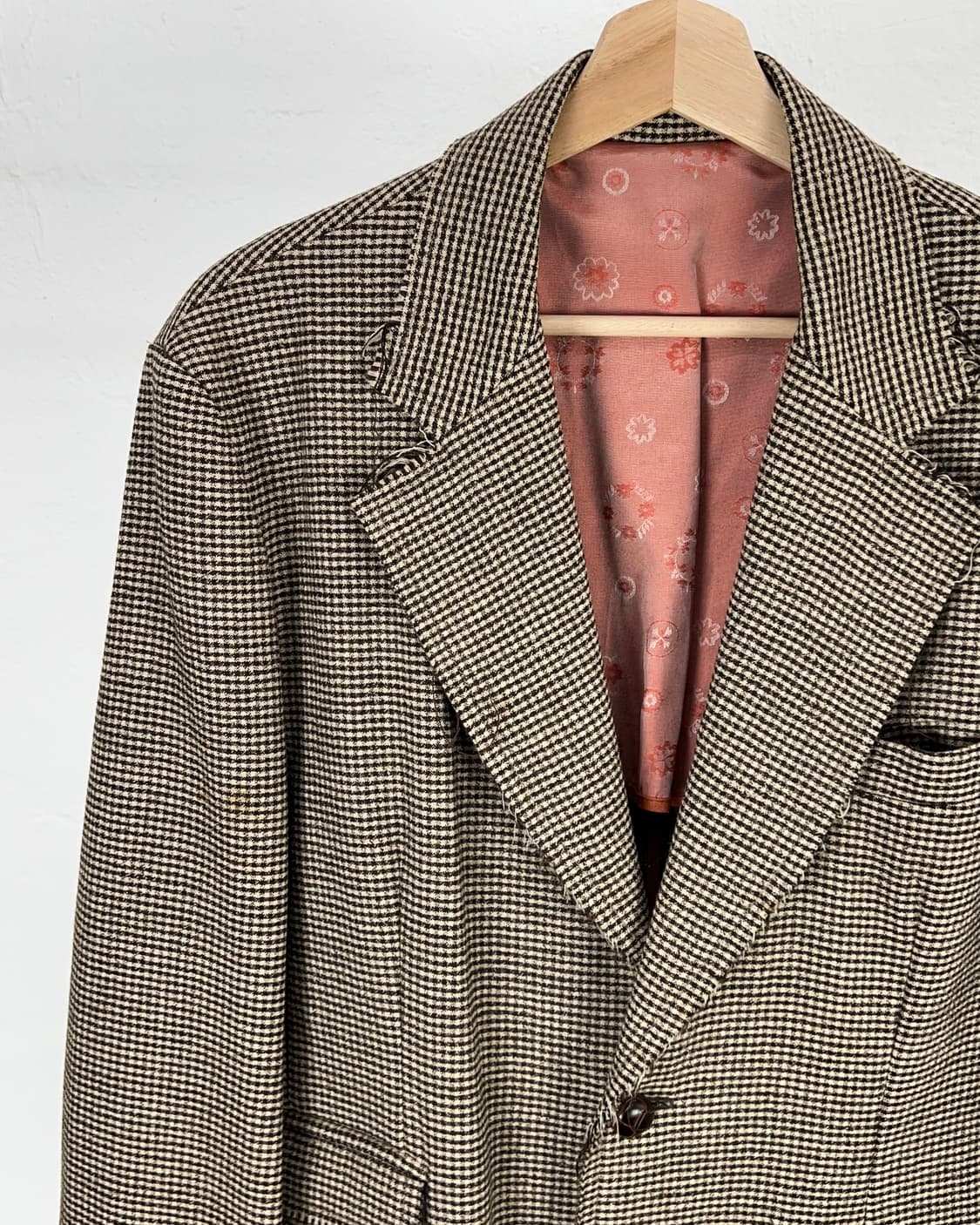 퀸테센스 하운드투스 브라운 체크 러프 커팅 2b 블레이저 상품이미지2