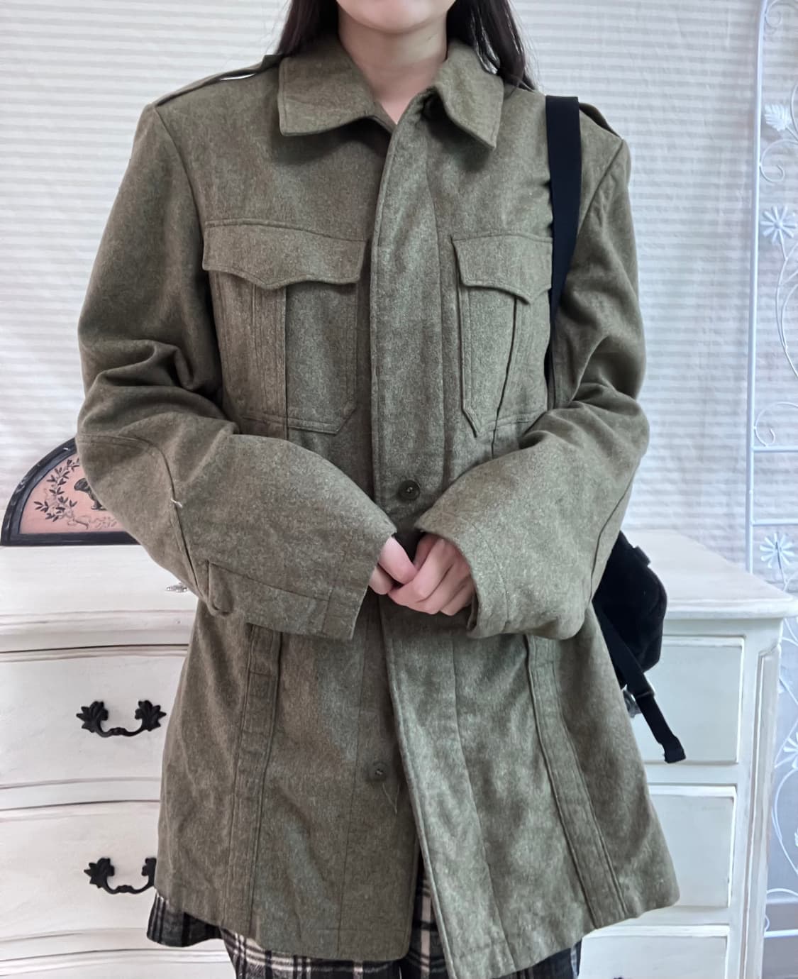 jpn vintage 카키 코트 자켓 y2k 스트릿 갸루 펑키 일본빈티지 상품이미지4