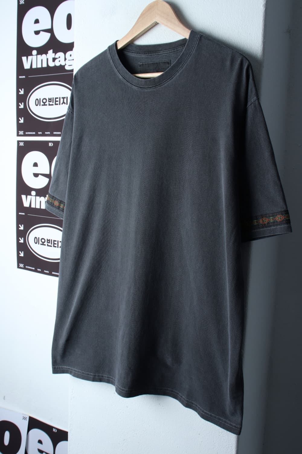 (XL-2XL) 서스테인 반팔 티셔츠 자카드 피그먼트 차콜-H32471 상품이미지1