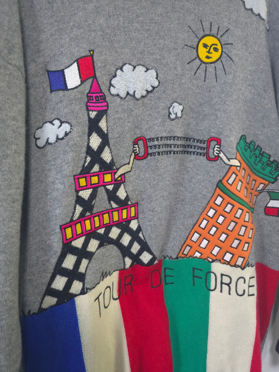 카스텔바작 일본수입 정품 울 니트 가디건 스웨터 100 105 에펠탑 빈 상품이미지3