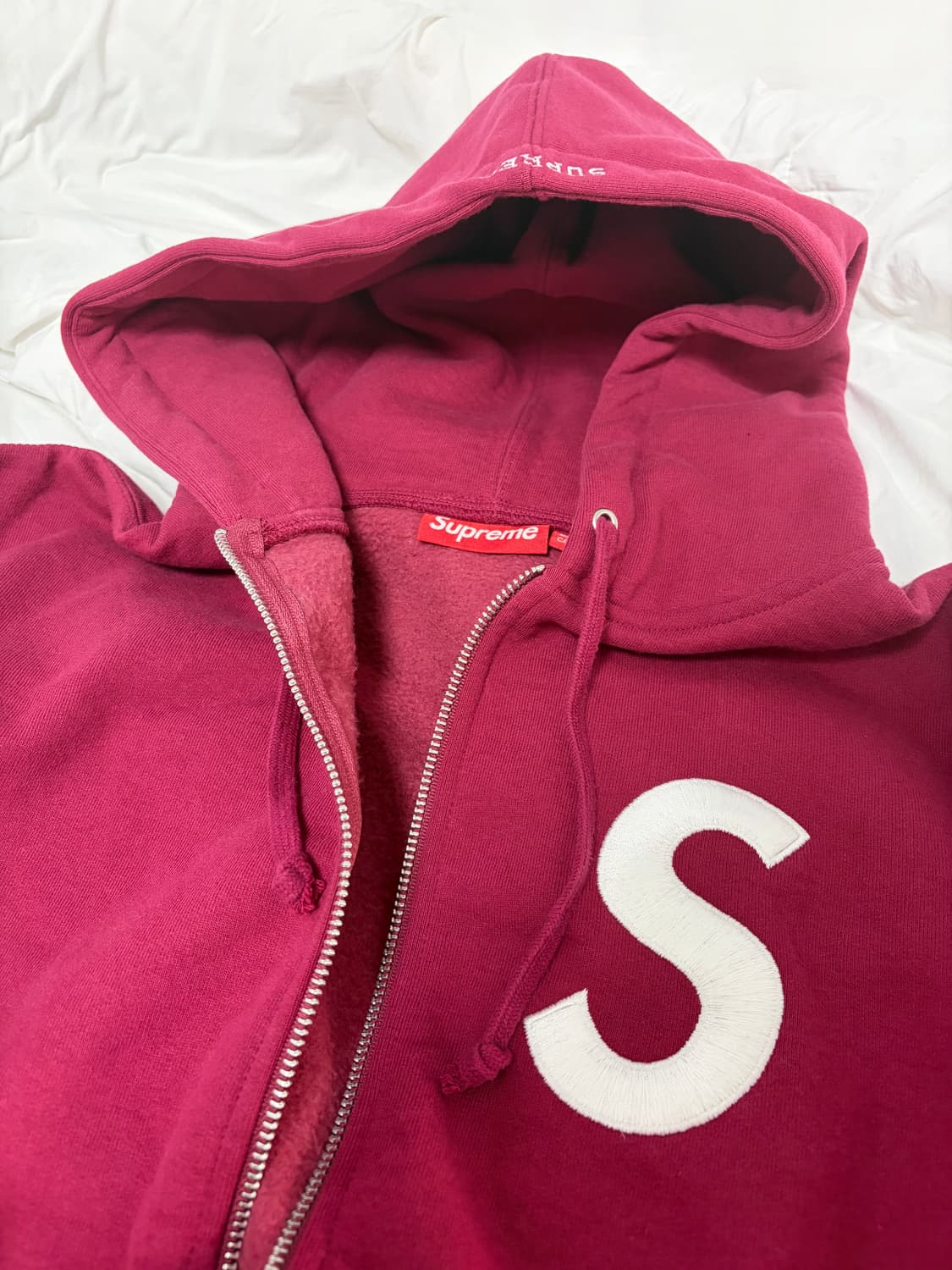 supreme 슈프림 S 로고 집업 후드 스웨트셔츠 라즈베리 - 25FW 상품이미지3