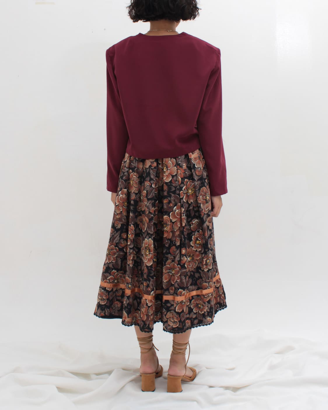 유럽 빈티지 와인 버건디 숏 자켓 상품이미지8